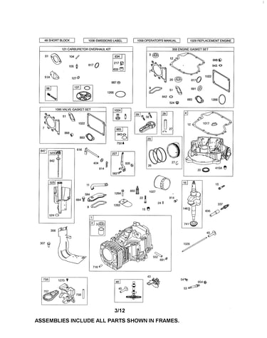 Cylinder/crankshaft/sump