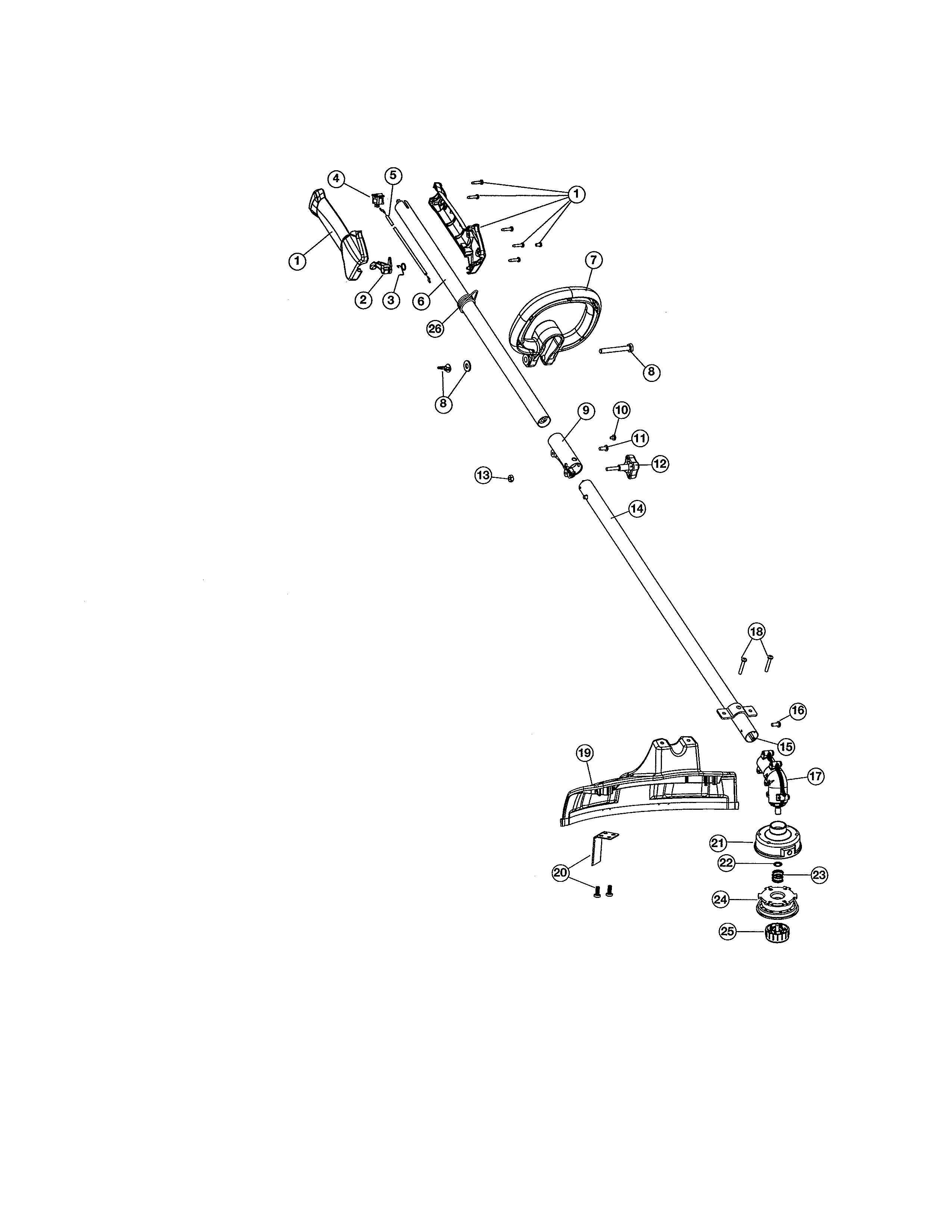 Shaft/shield/handle/spool