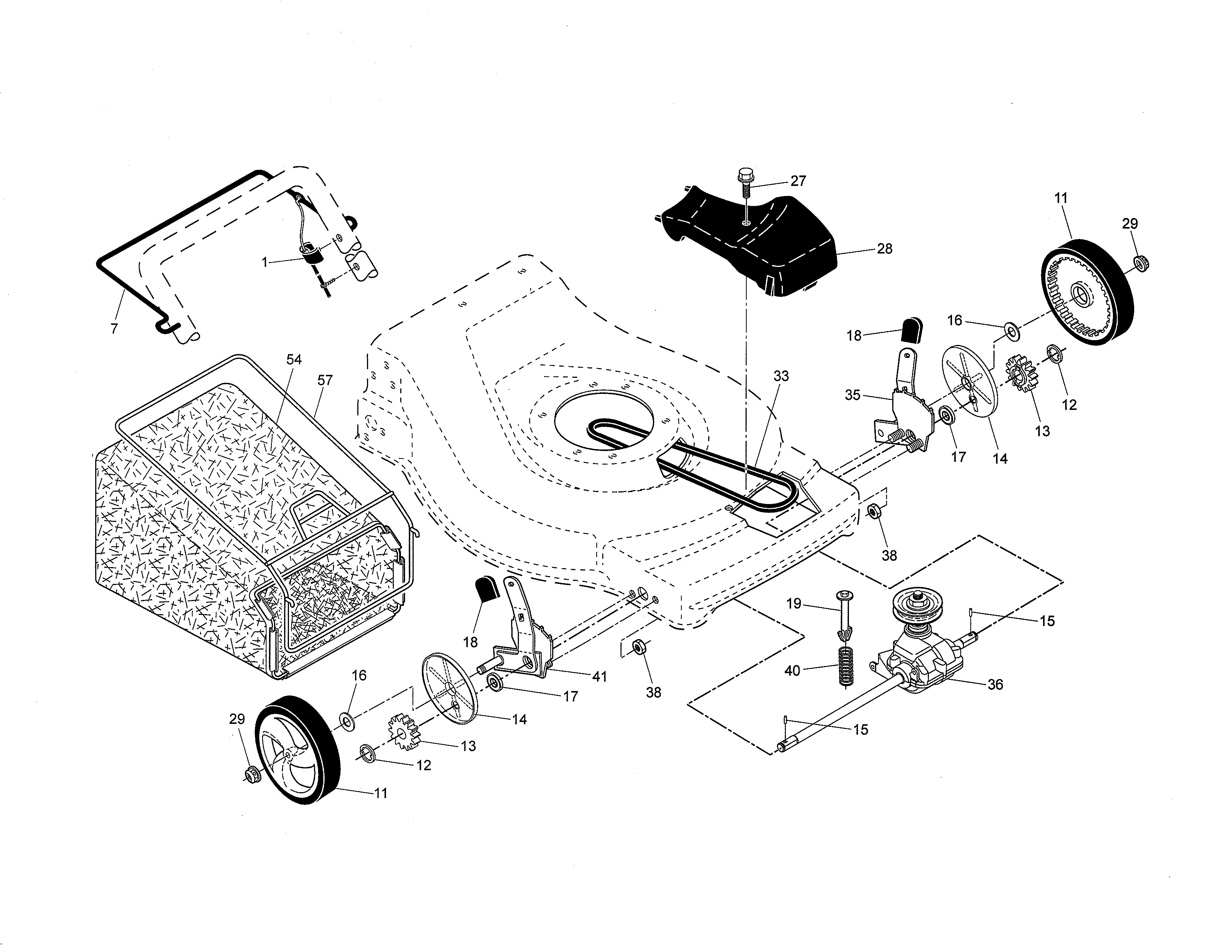 Drive control/gear case/wheels