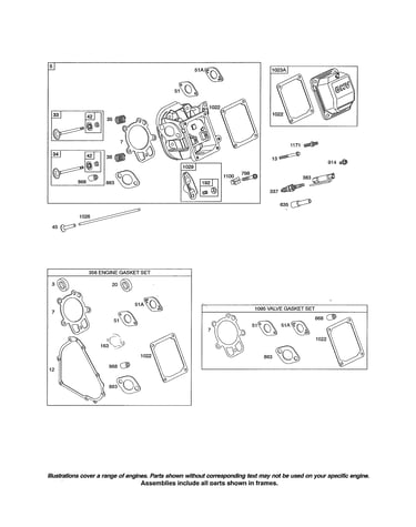 Head-cylinder/gasket sets