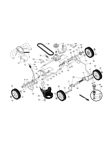 Drive control/gear case/wheels
