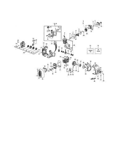Cylinder/muffler/flywheel