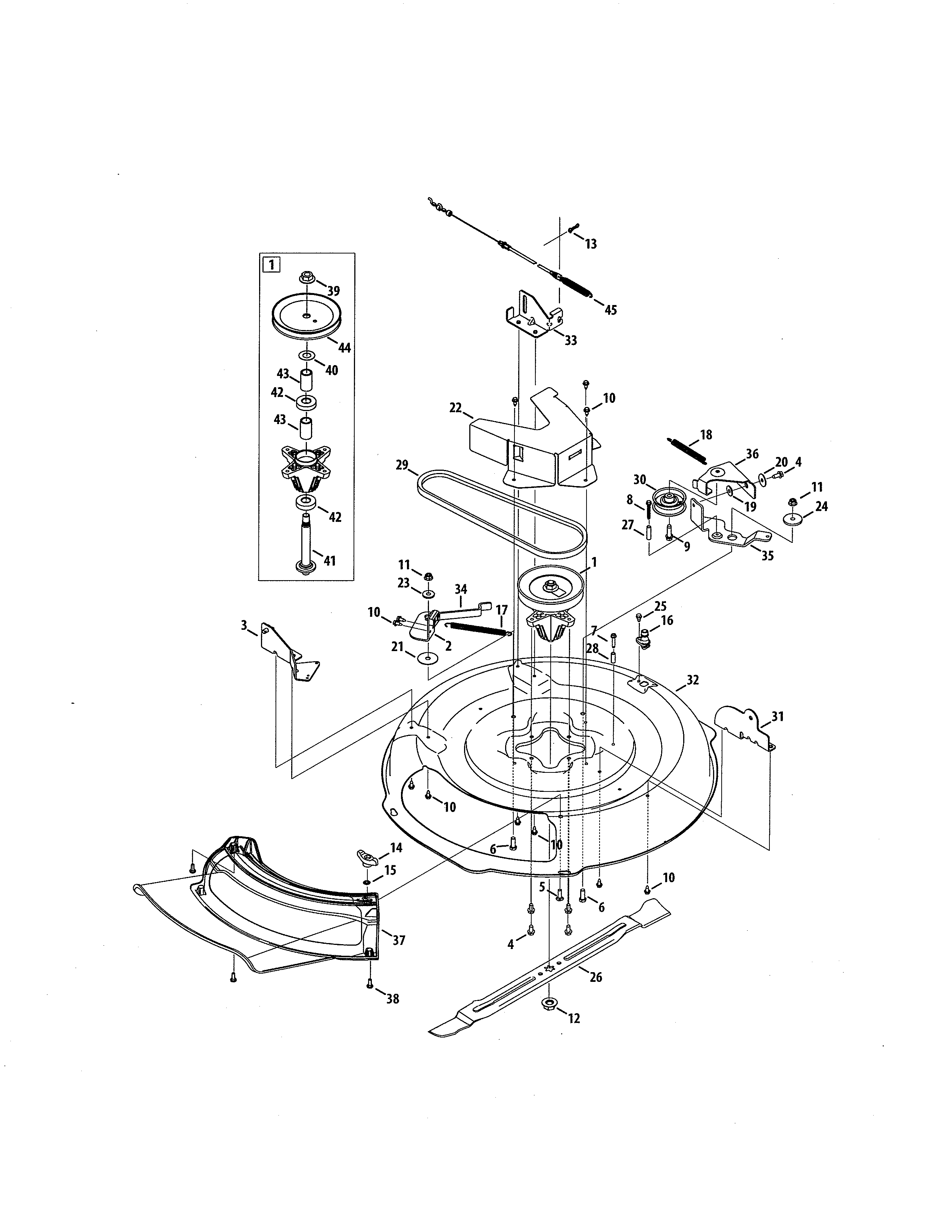 Deck/spindle pulley