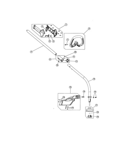 Drive shaft/handle/shield