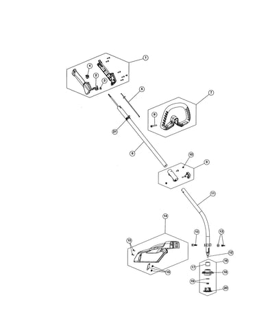 Handle/drive shaft/shield