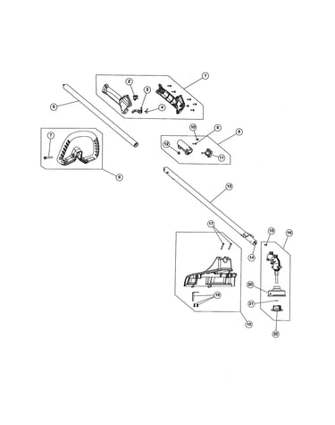 Drive shaft/handle/shield