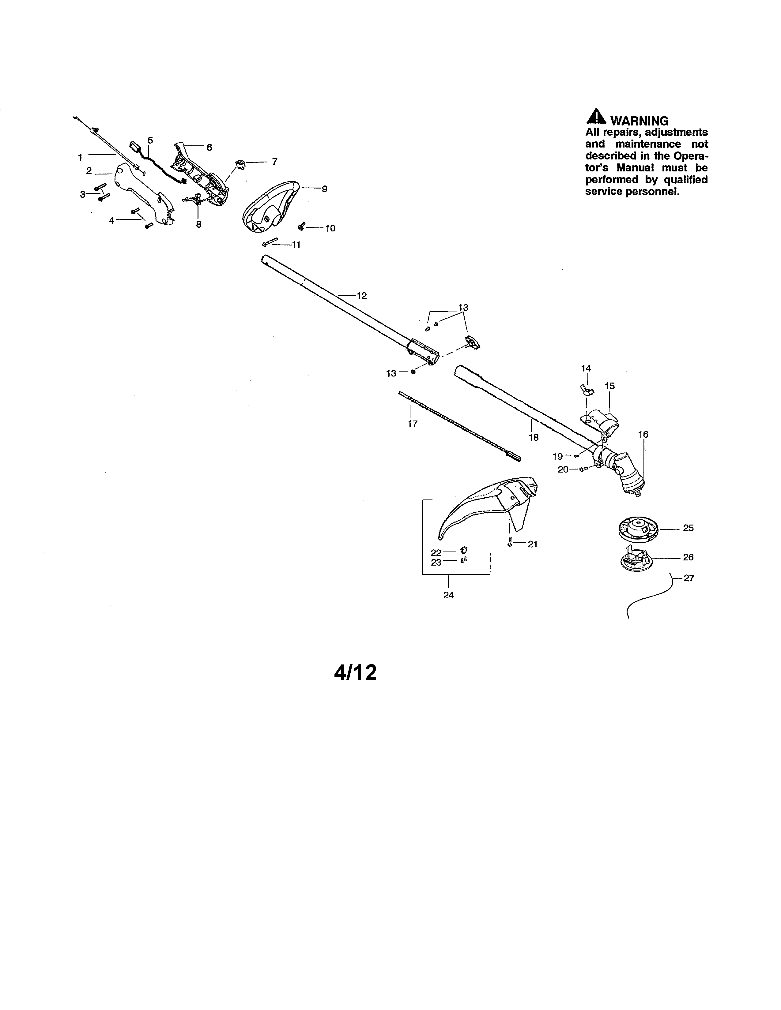Drive shaft/shield/handle