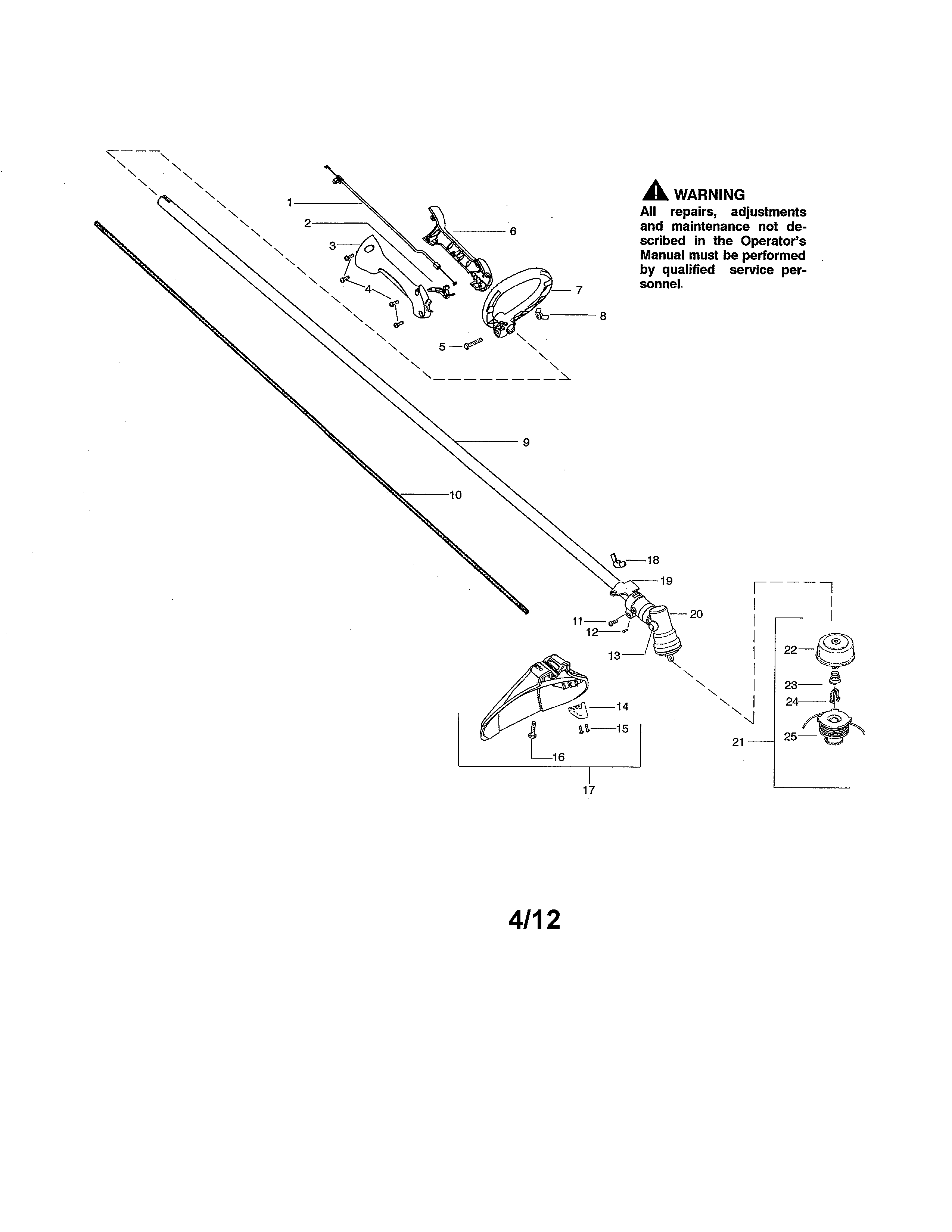 HANDLE/DRIVE SHAFT/SHIELD