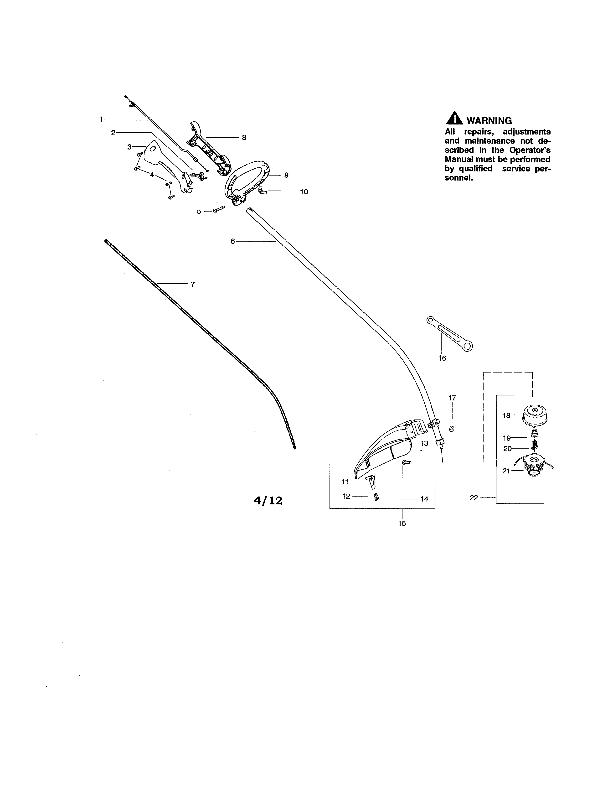 Drive shaft/handle/shield