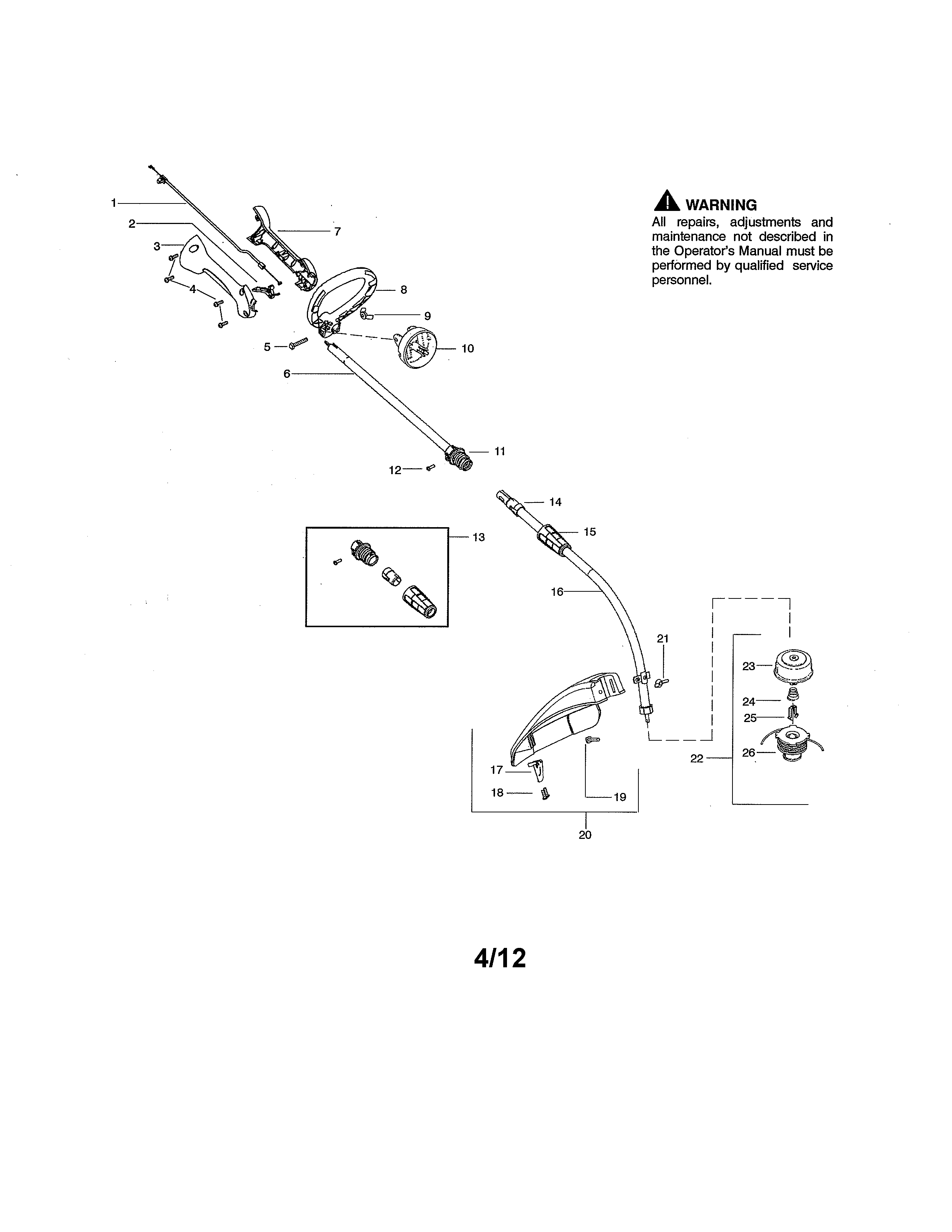 HANDLE/DRIVE SHAFT/SHIELD