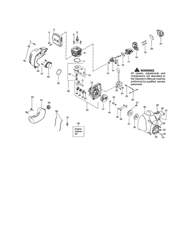 Cylinder/fuel tank/crankcase