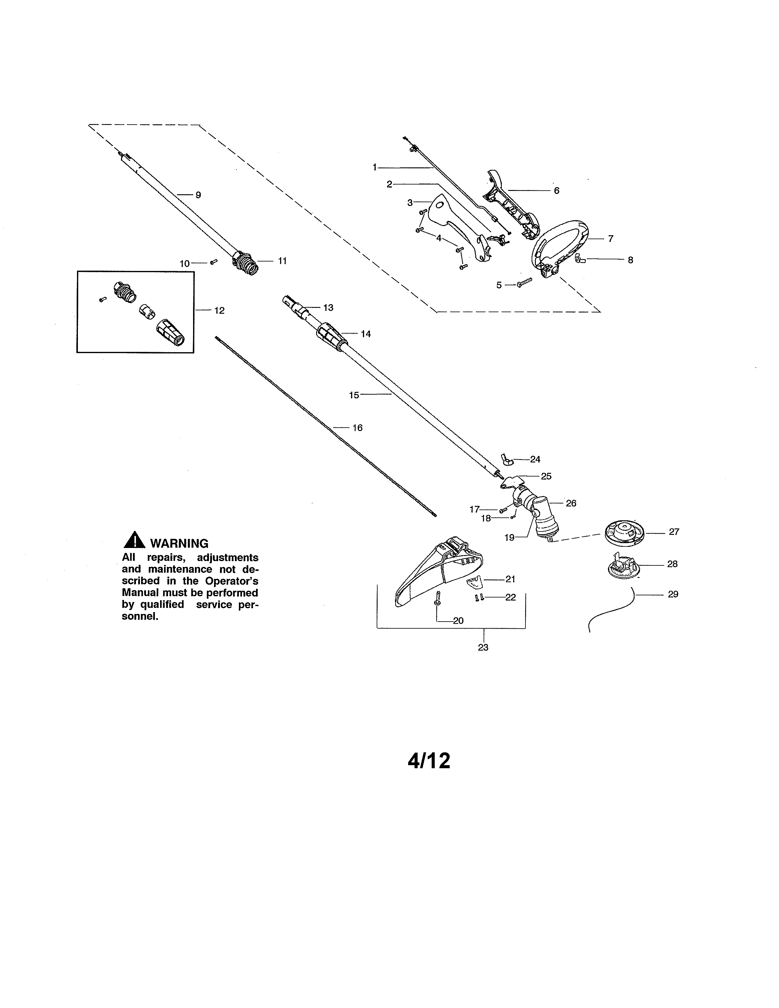 Handle/shield/drive shaft