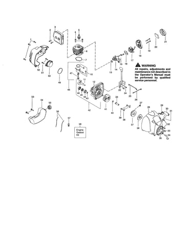 Cylinder/fuel tank/crankcase