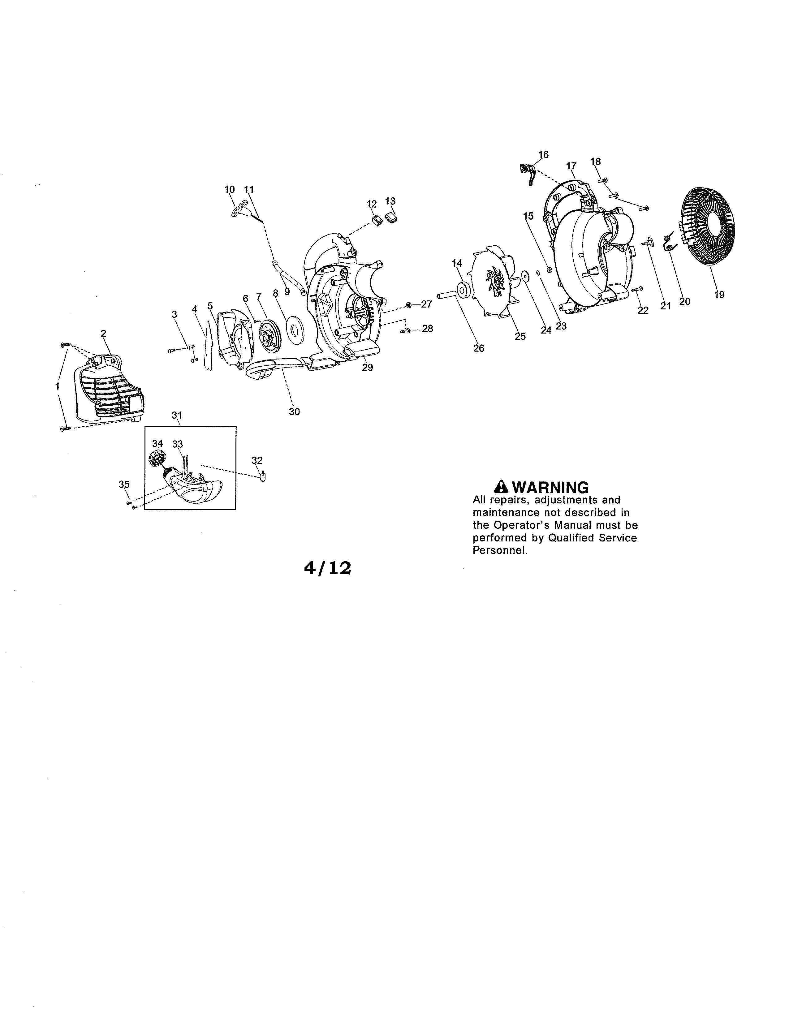 Scroll/impeller/handle
