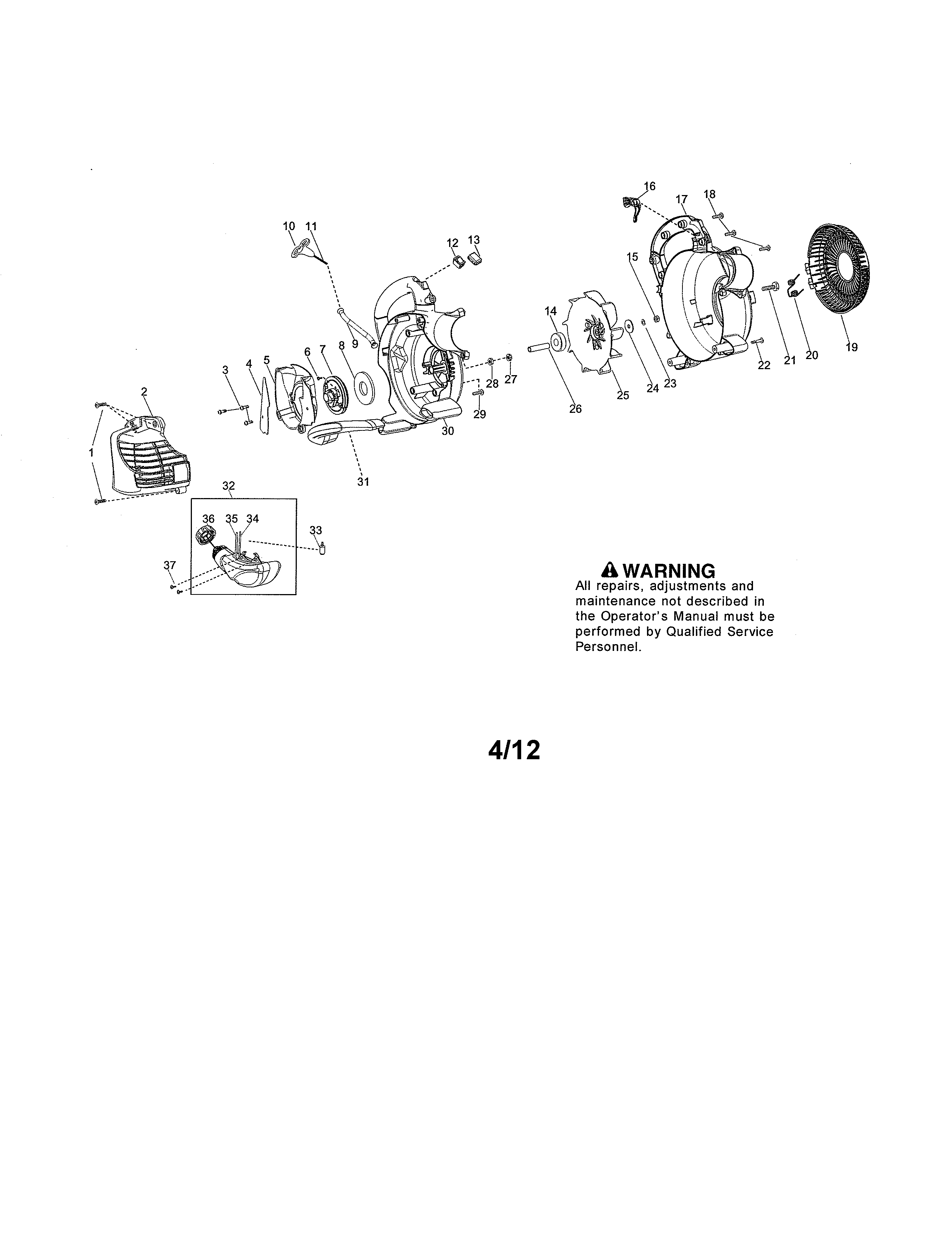 Scroll/impeller/handle