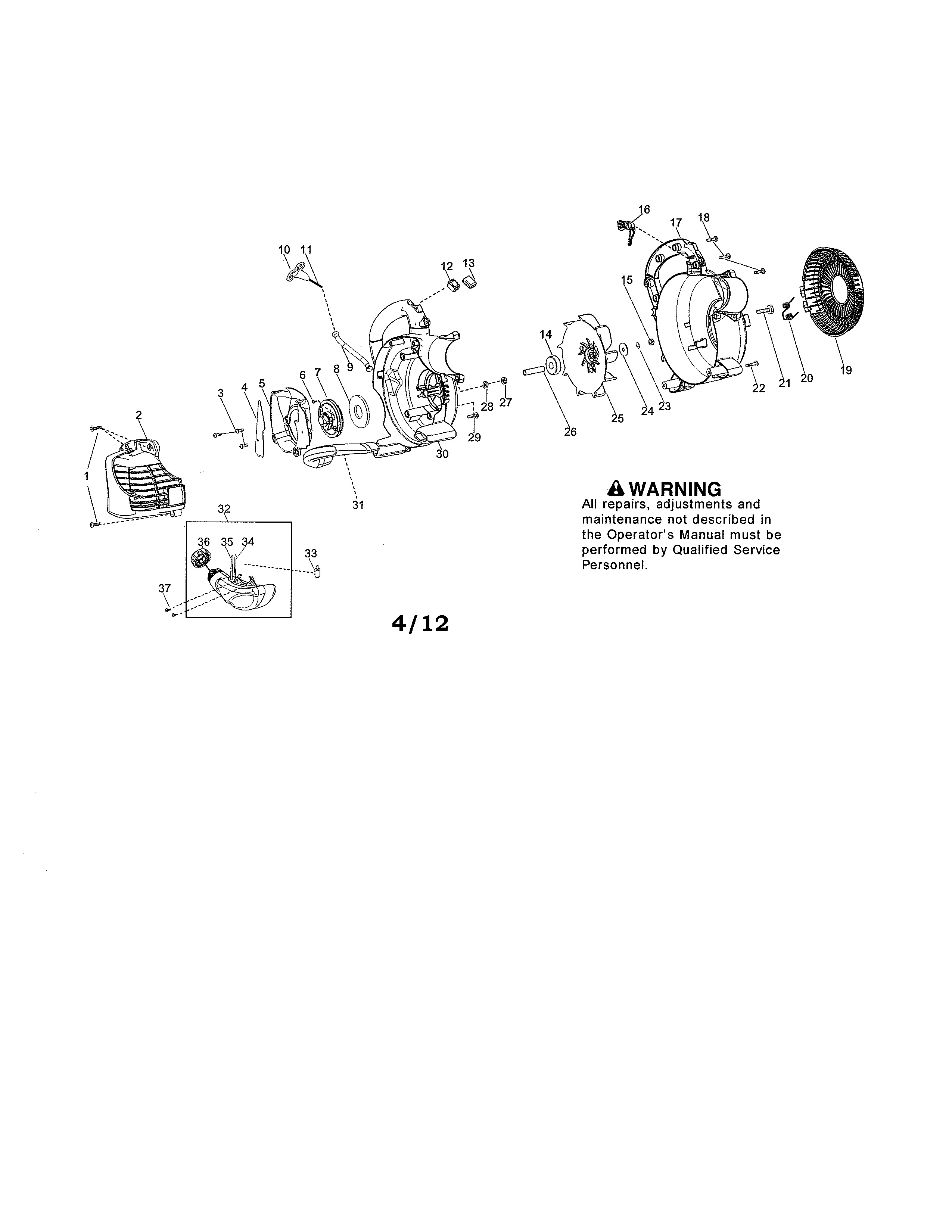 Scroll/impeller/handle