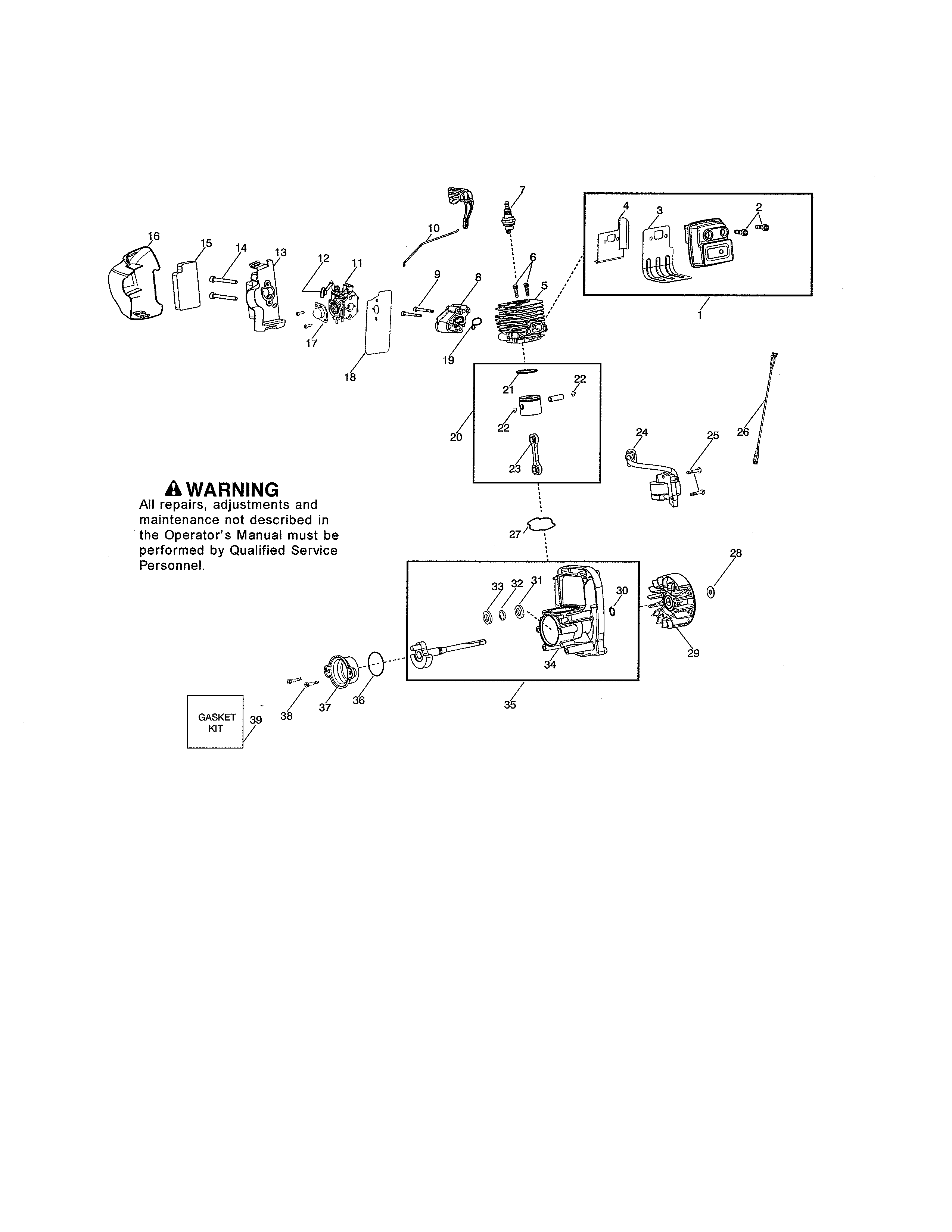Muffler/cylinder/crankcase