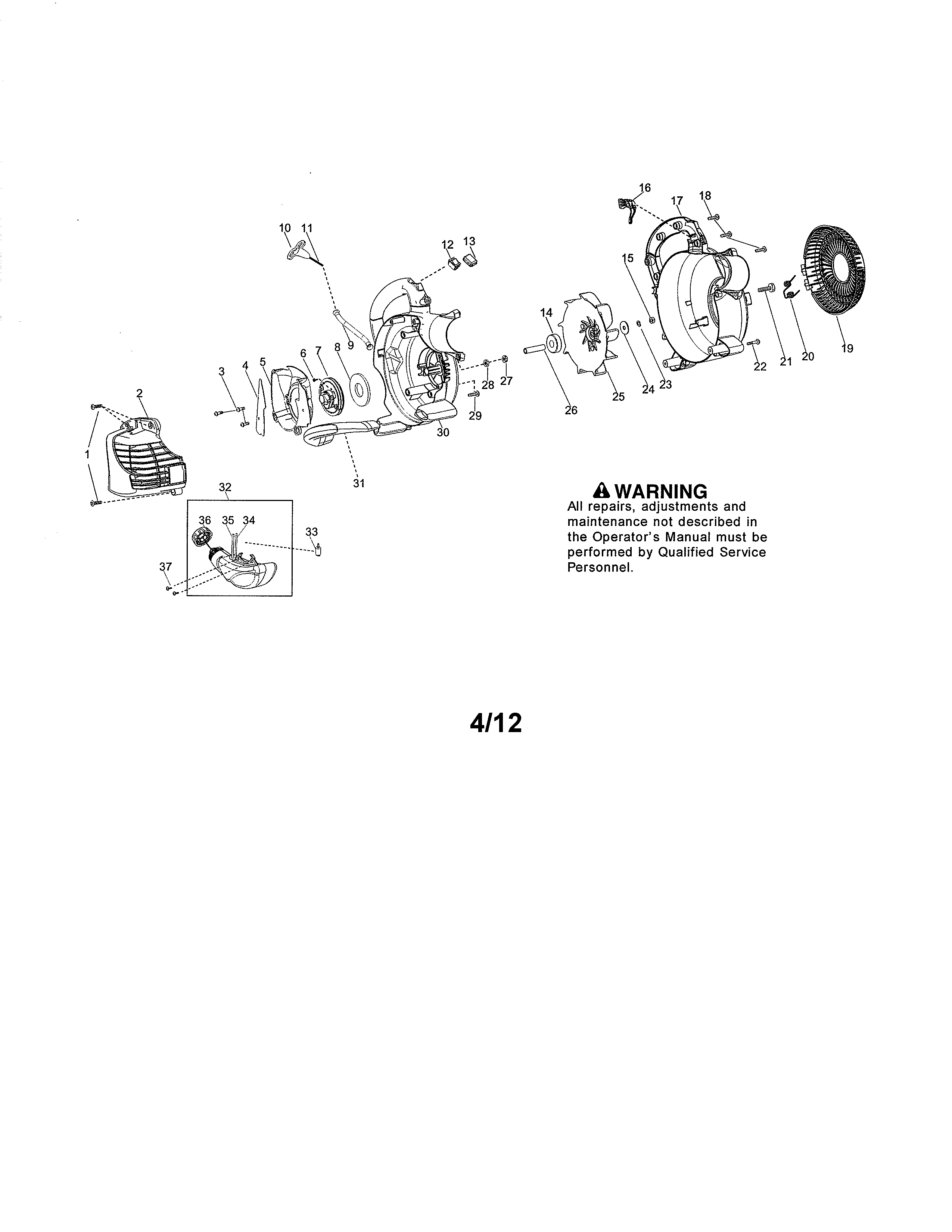 Scroll/impeller/handle