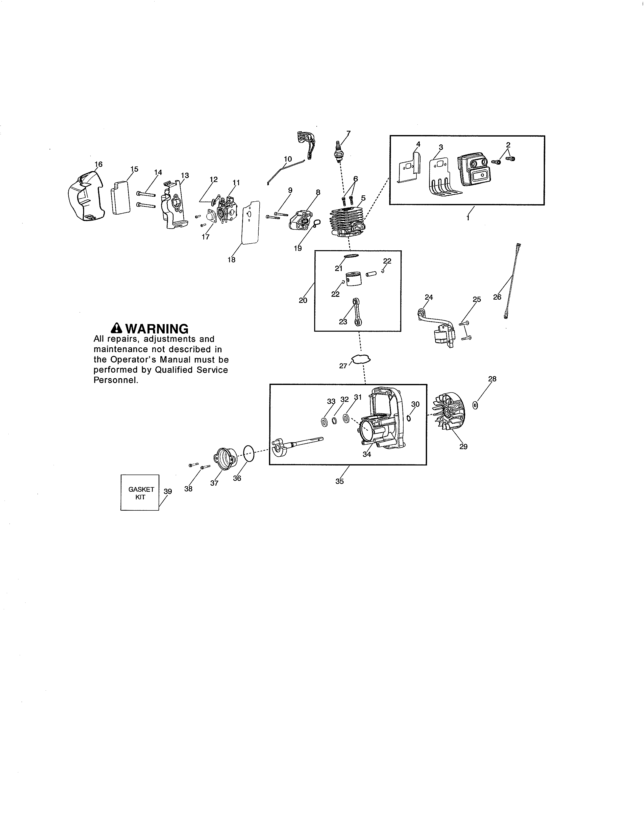 Muffler/cylinder/crankcase