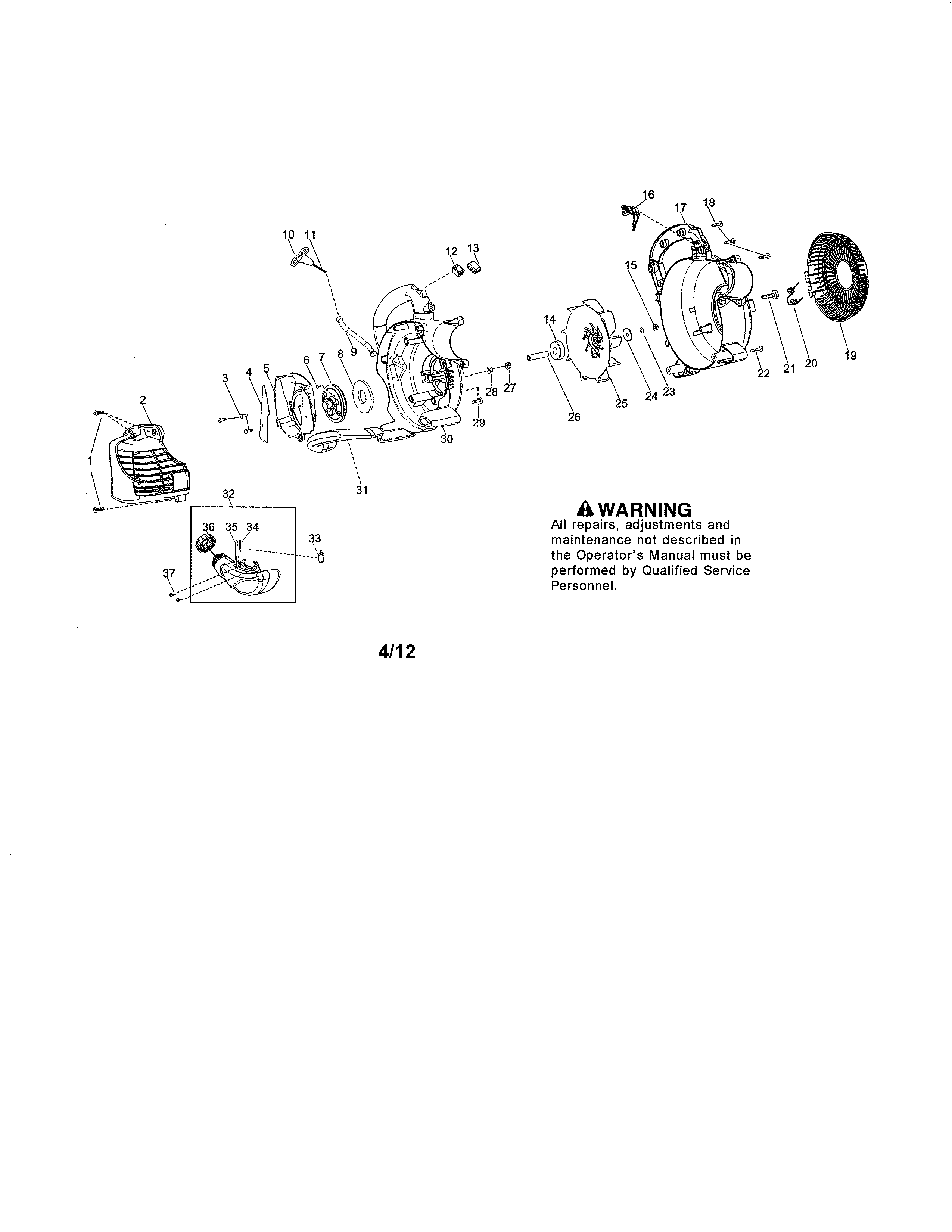 Scroll/impeller/handle