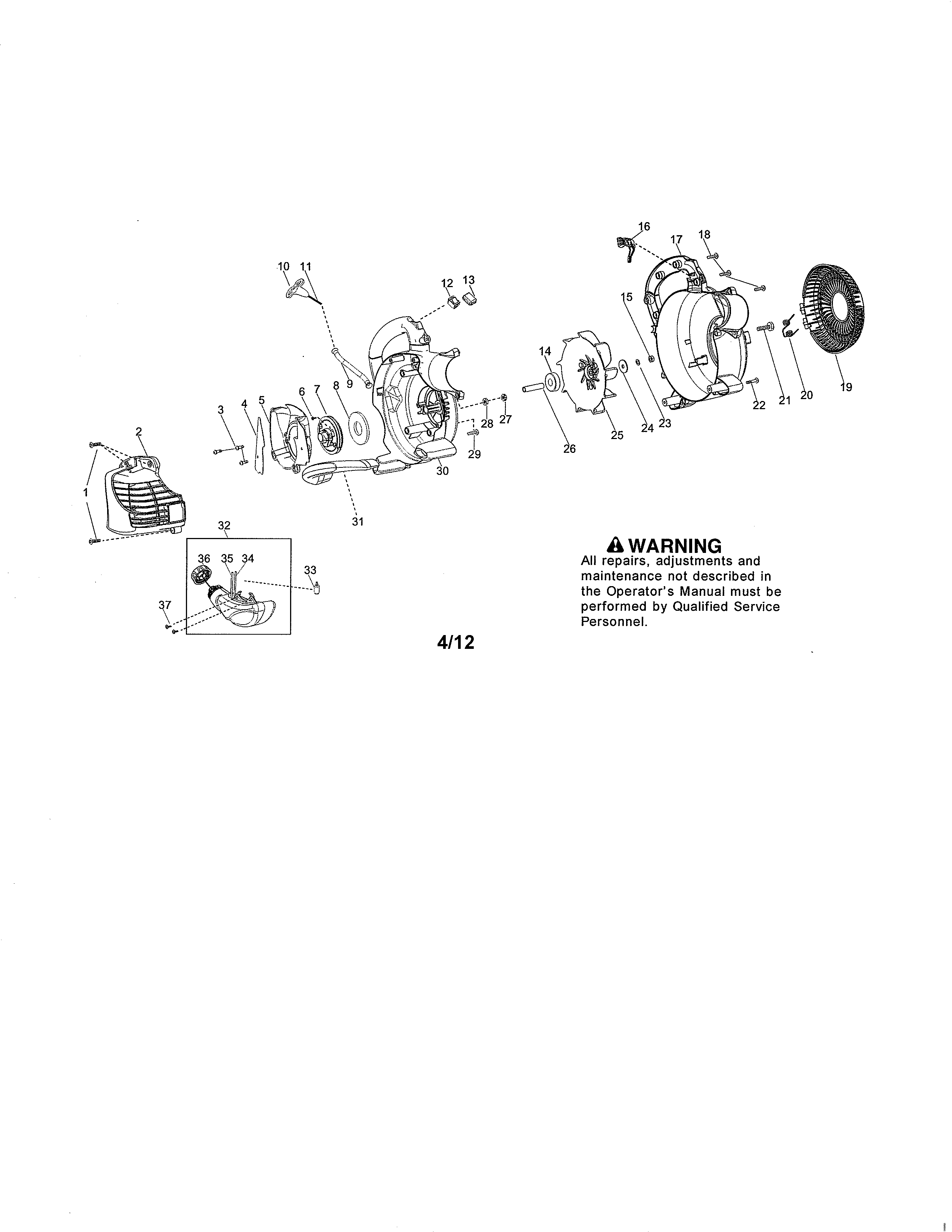 Scroll/impeller/handle