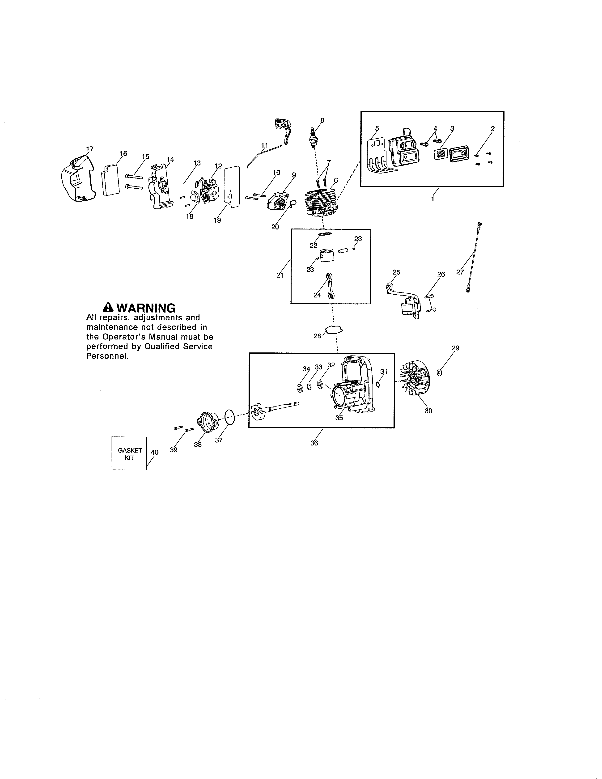 Cylinder/muffler/crankcase