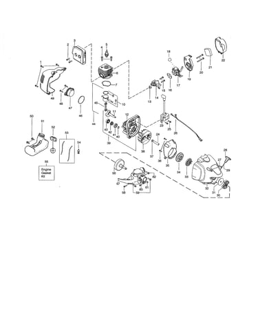 Cylinder/fuel tank/crankcase