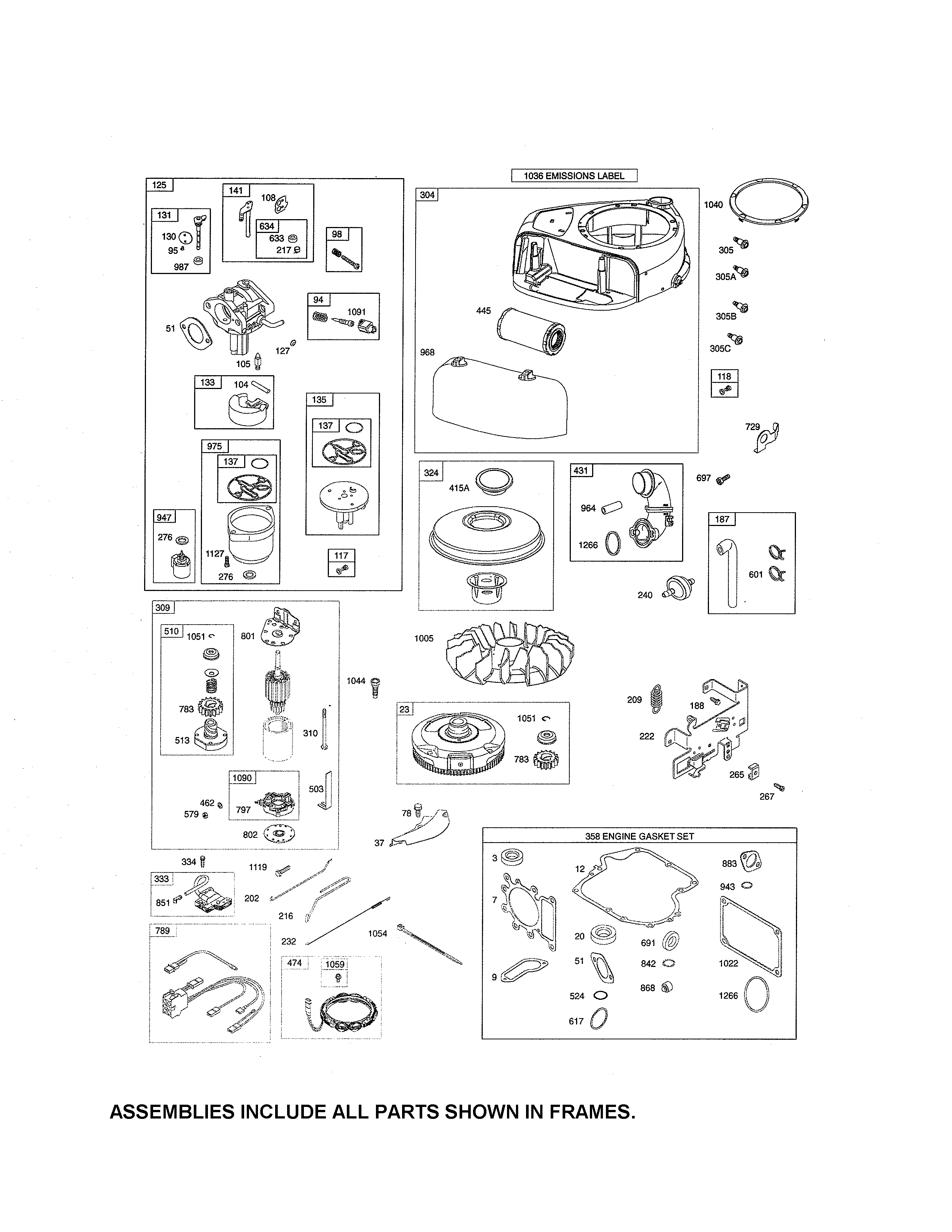 Carburetor/blower housing/motor-starter
