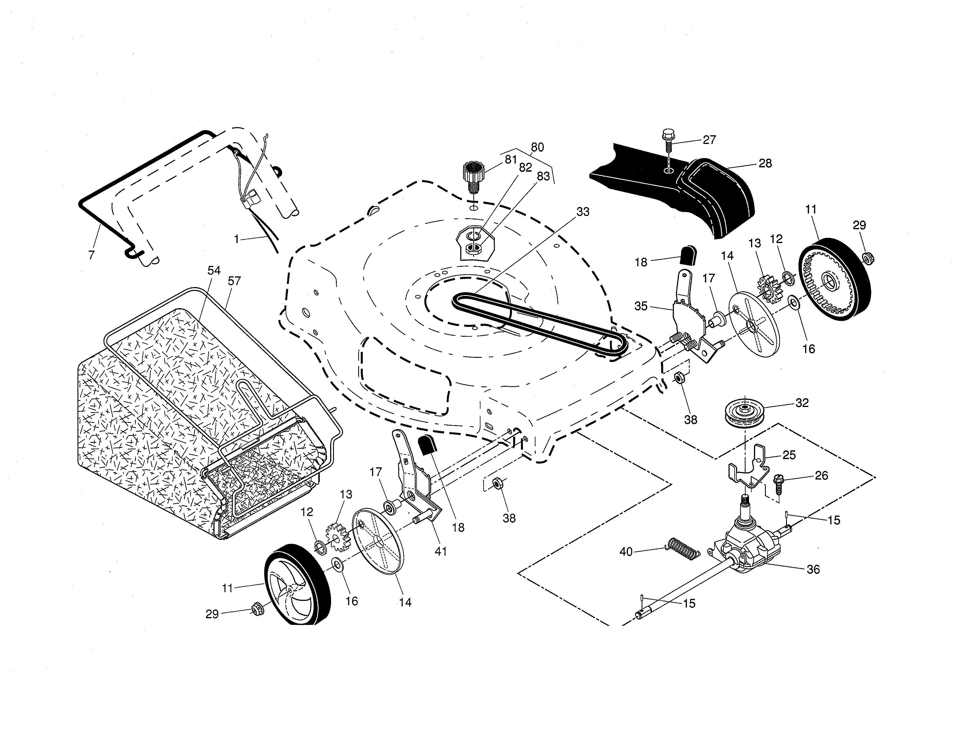 Drive control/gear case/wheels