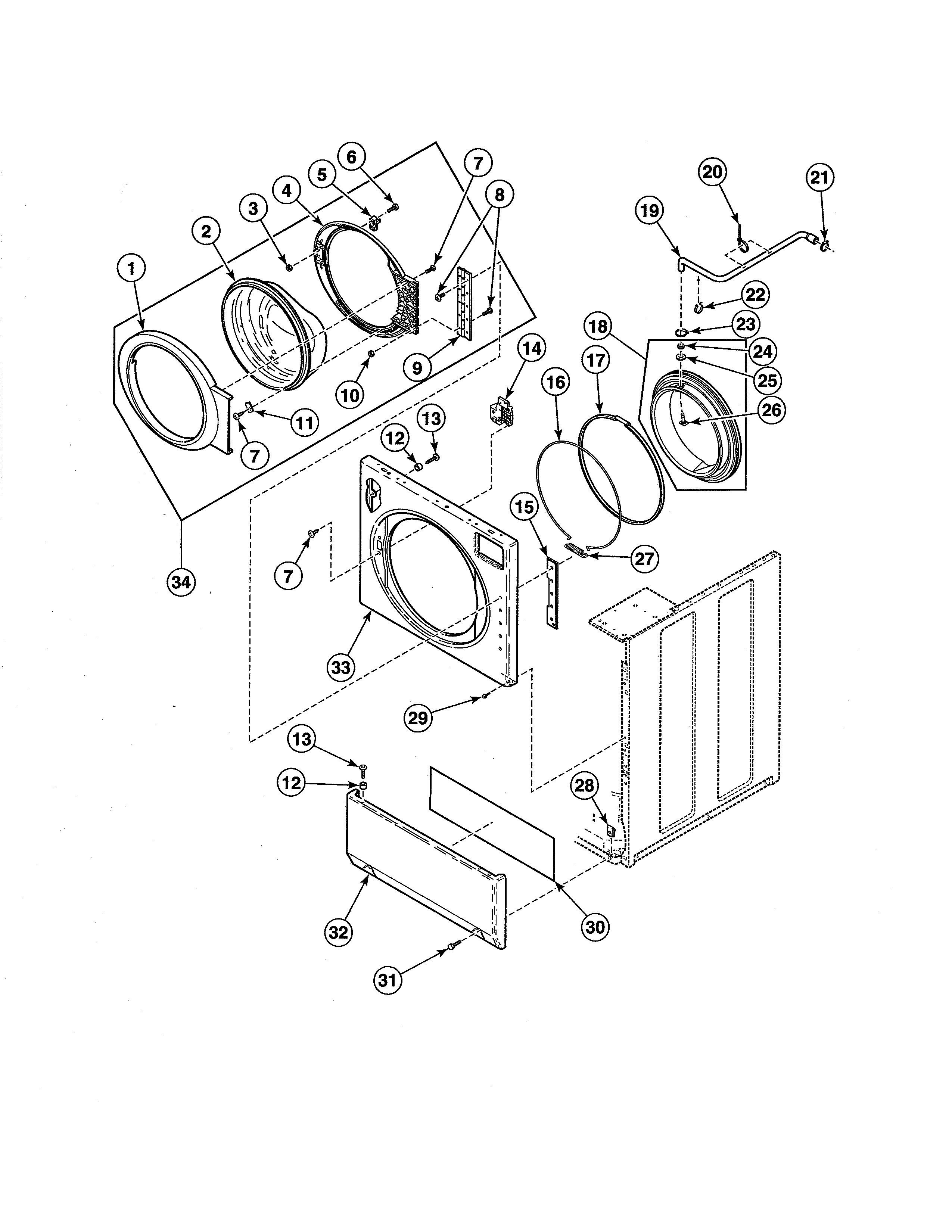Front panel/door/door seal
