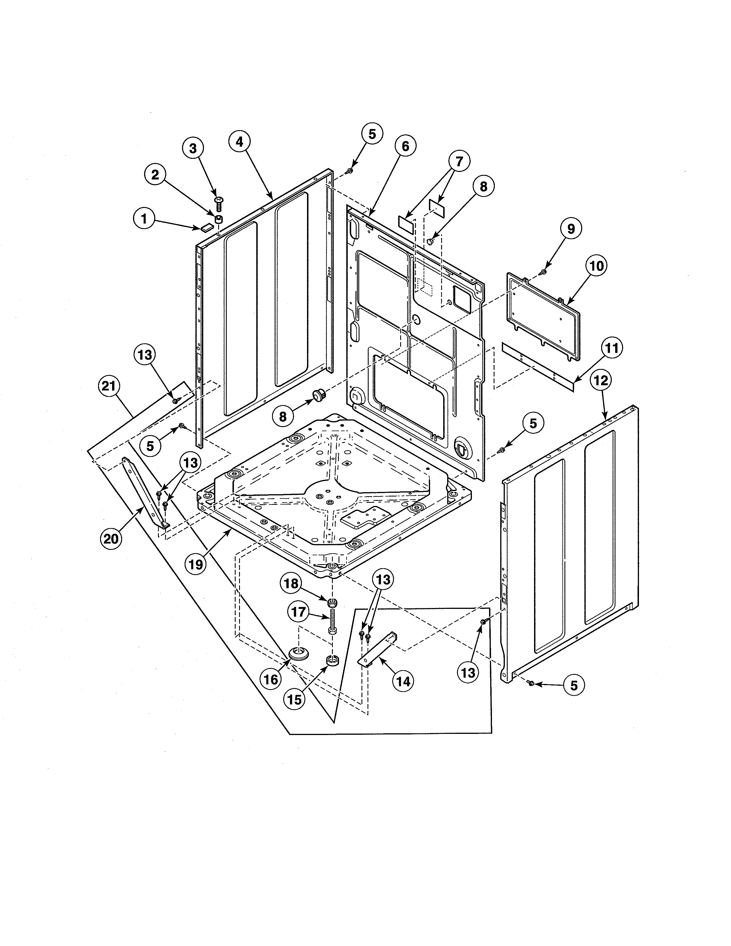 Washer base/panels/rear panel