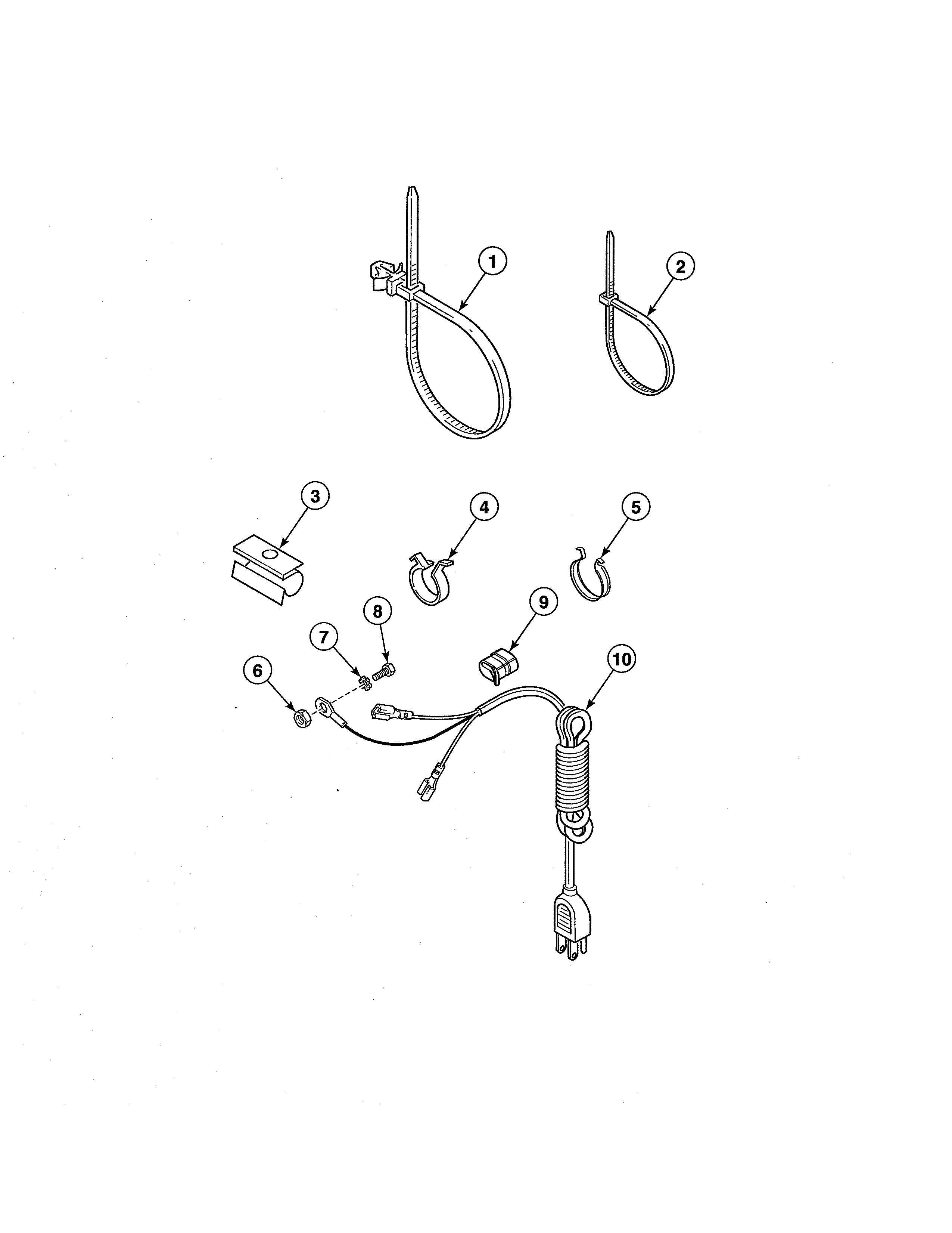 Washer lead-in cord/wire ties/clips