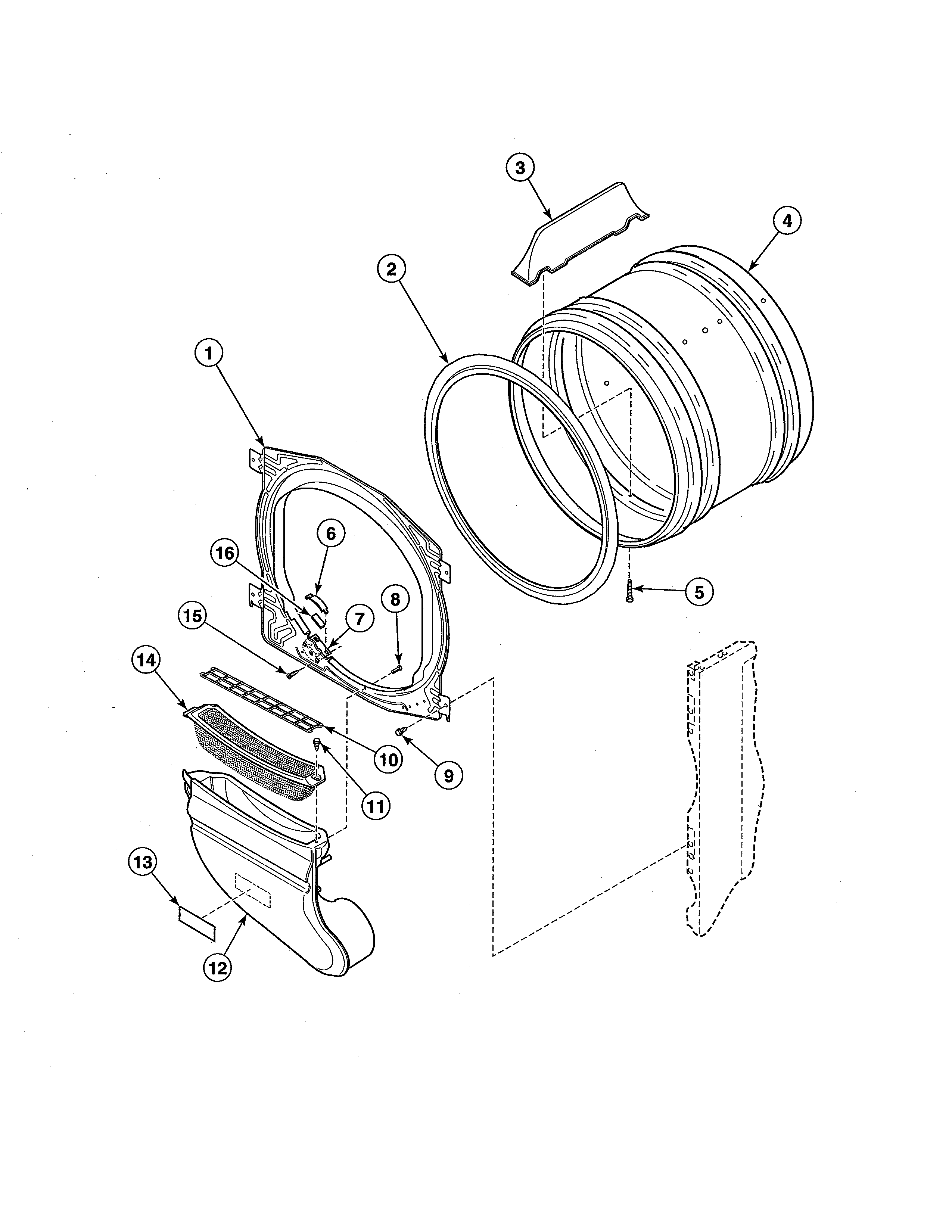 FRONT BULKHEAD/AIR DUCT/FELT SEAL/CYLINDER