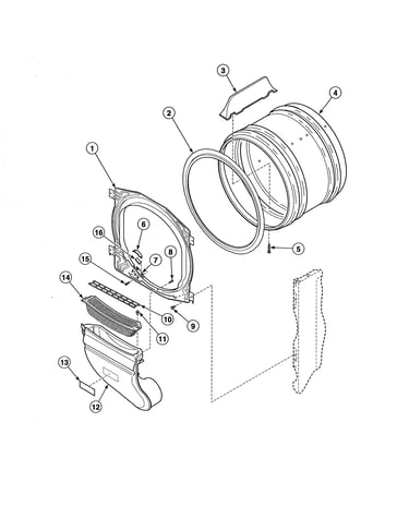 Front bulkhead/air duct/felt seal/cylinder