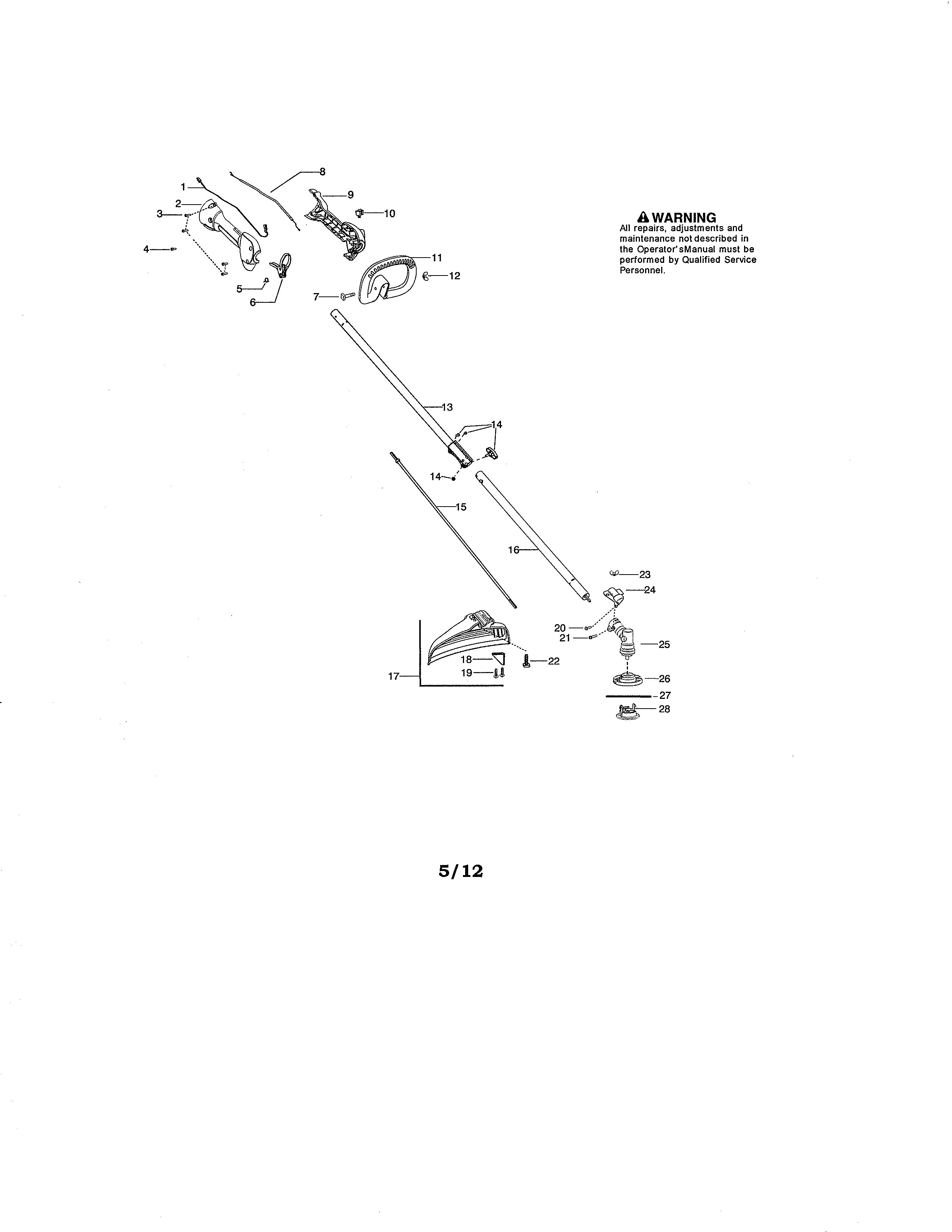 Drive shaft/handle/shield