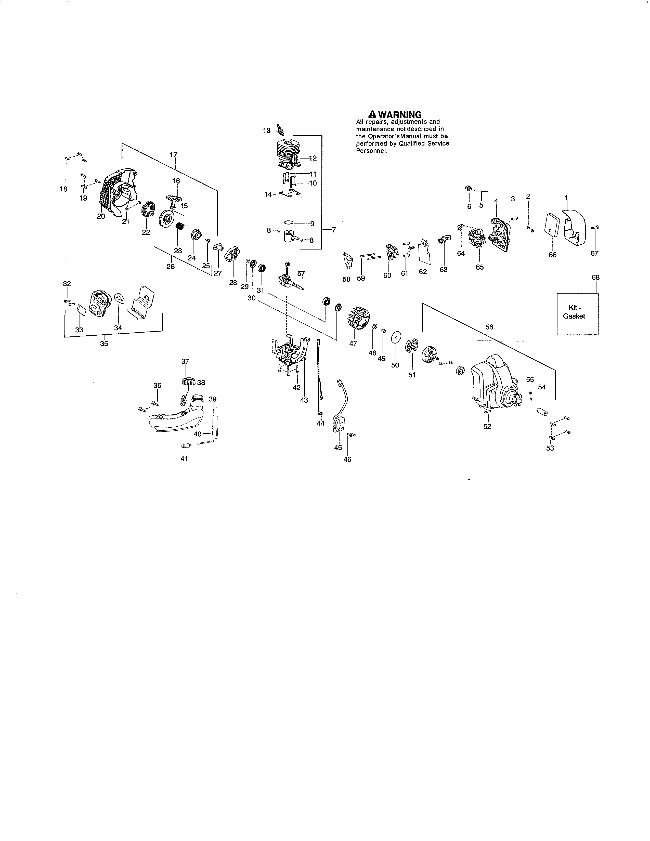 Cylinder/fuel tank/crankshaft