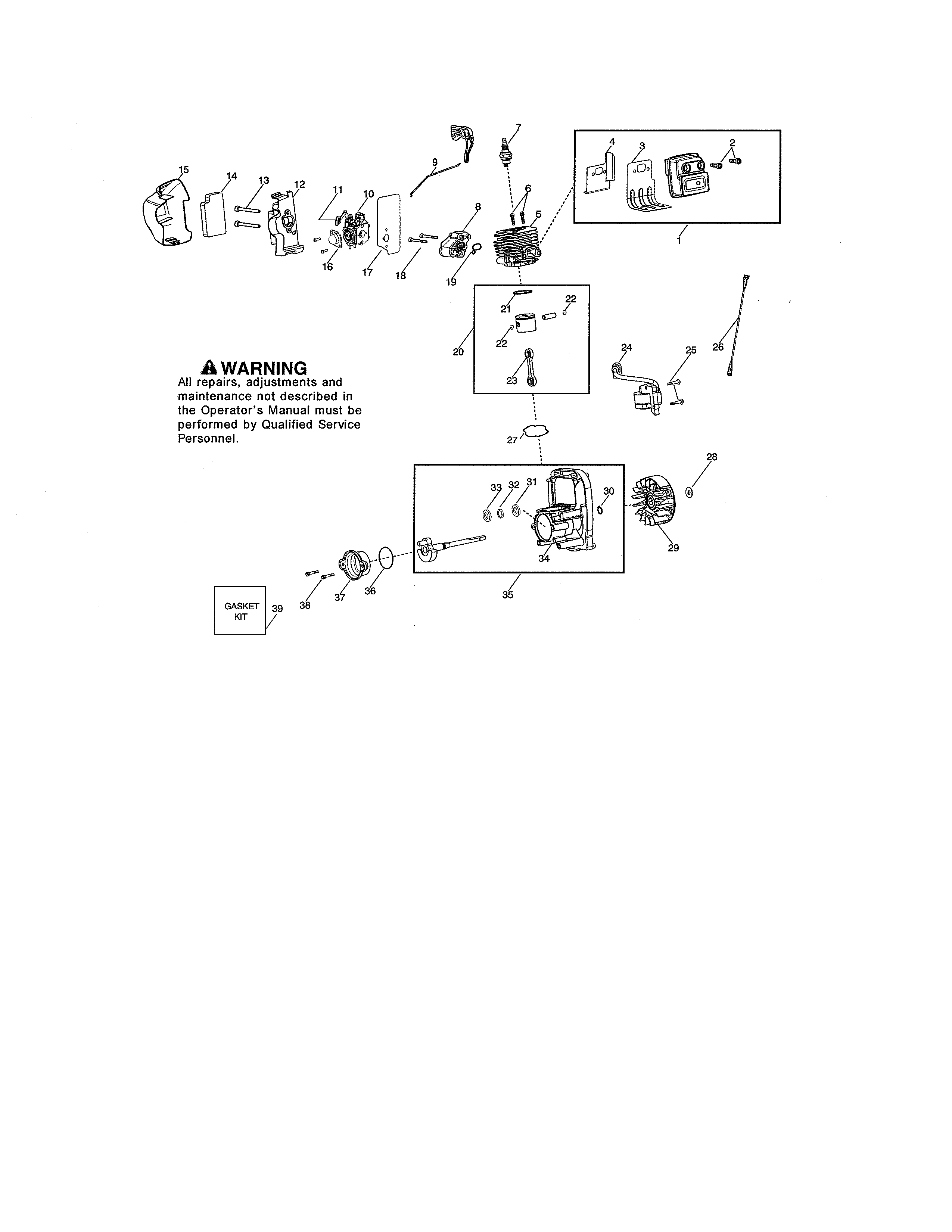 Muffler/cylinder/crankcase