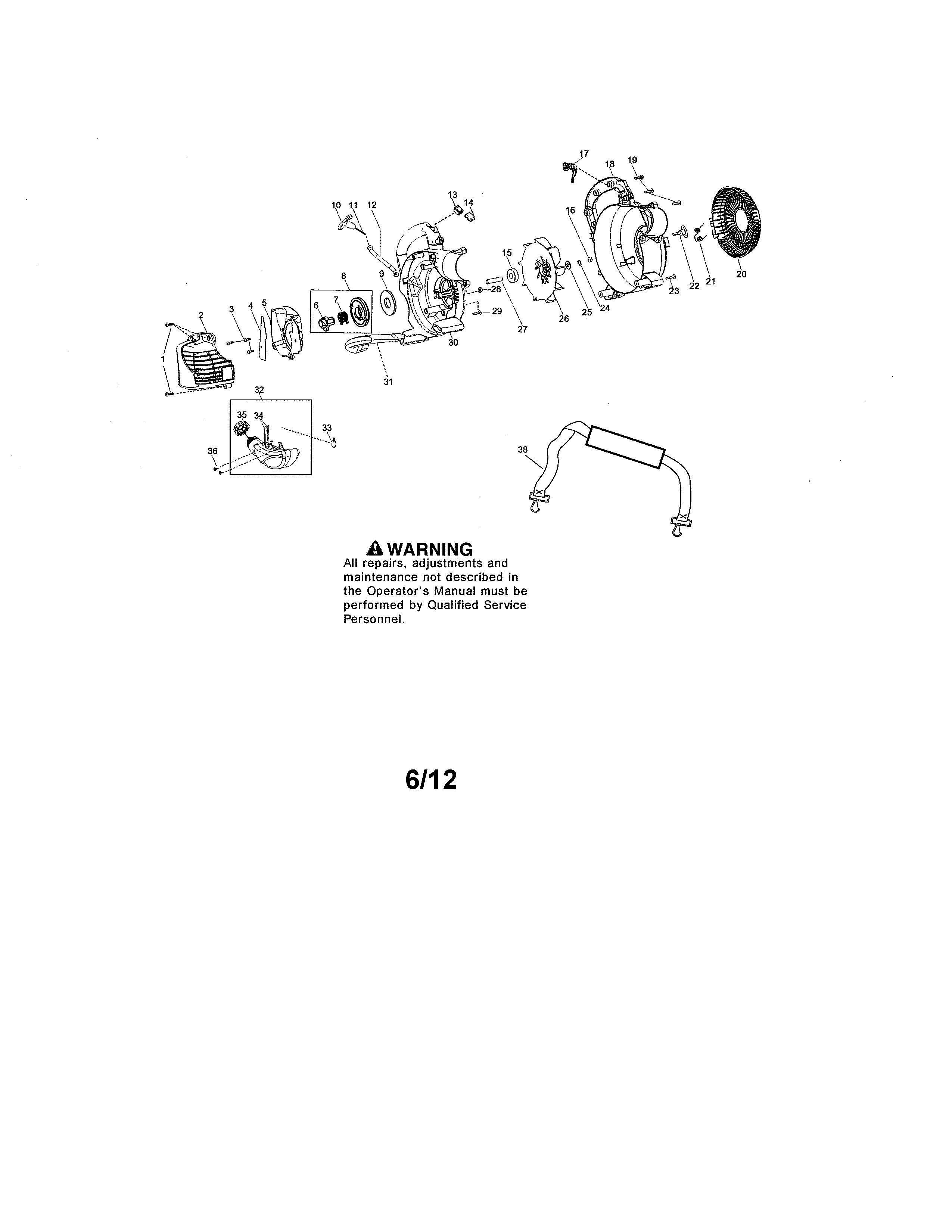 Scroll/impeller/handle/fuel tank