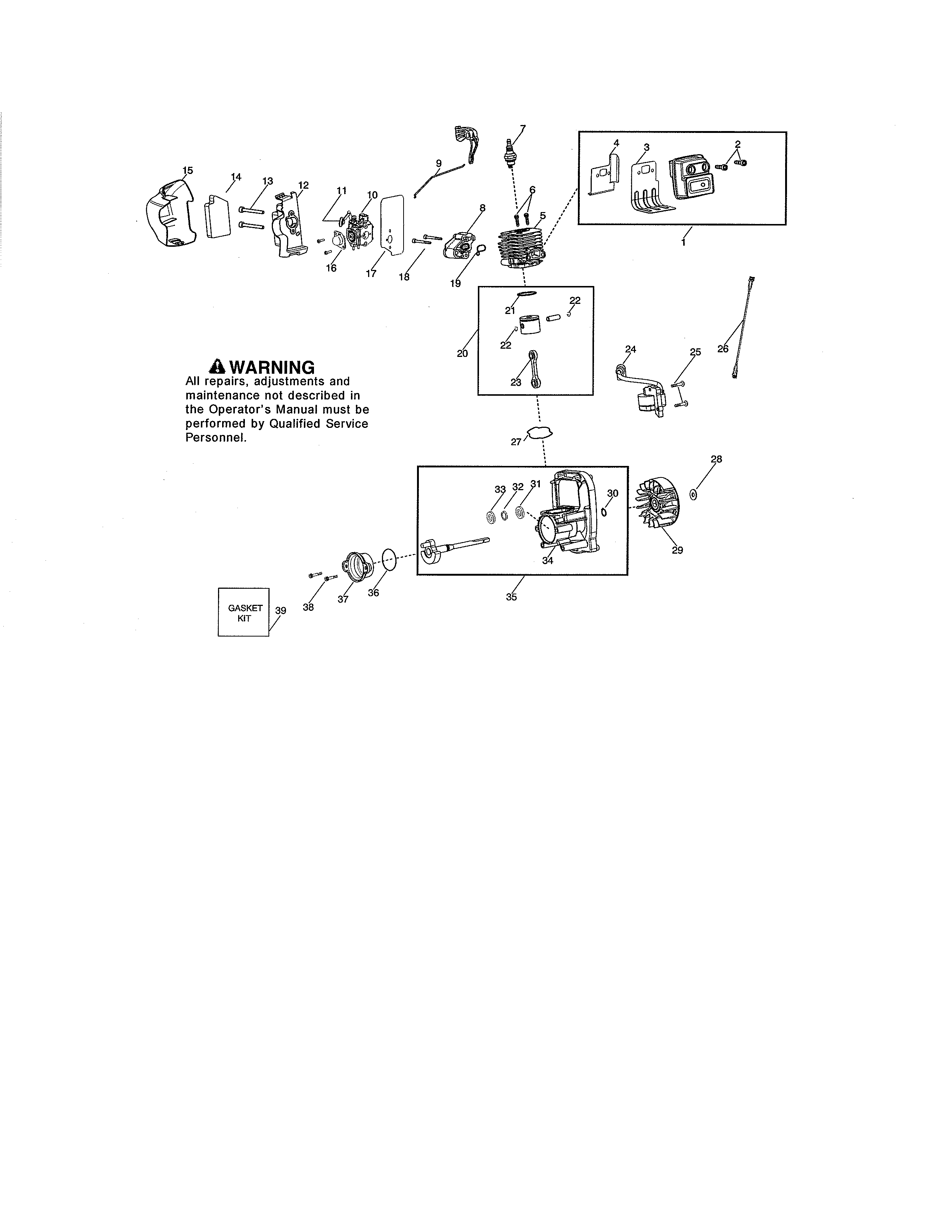 Muffler/cylinder/crankcase