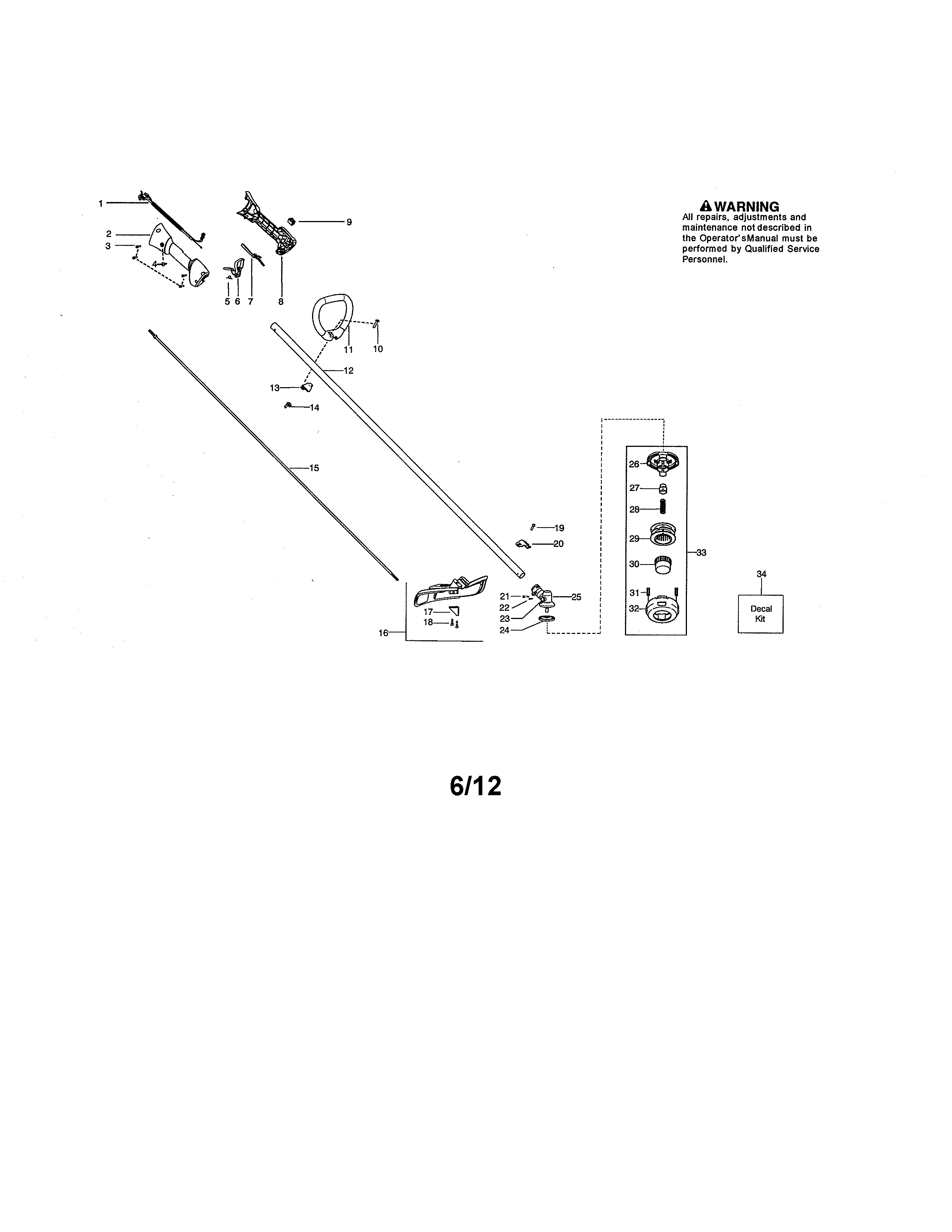 Drive shaft/handle/cutting head