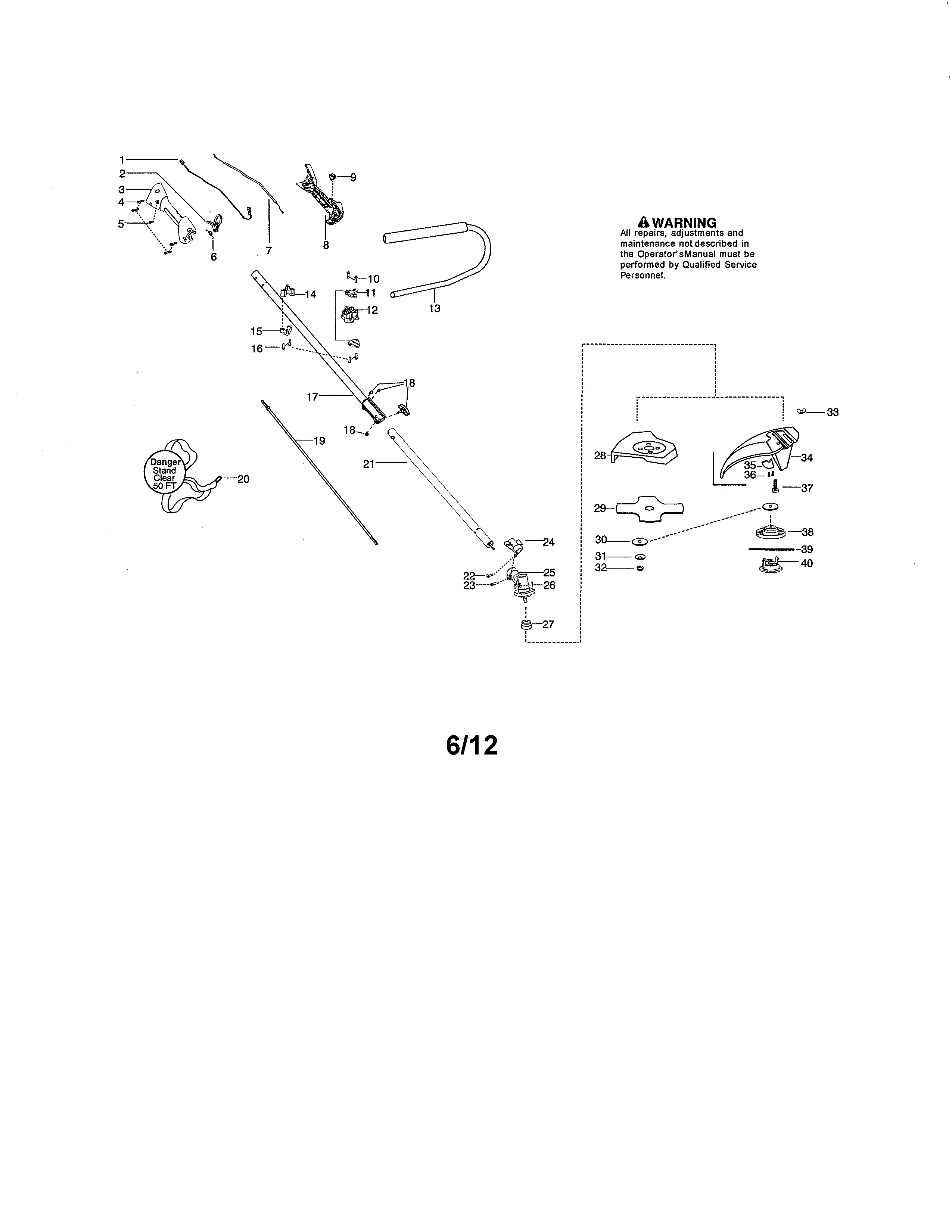 Handle/drive shaft/shield