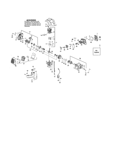 Cylinder/fuel tank/muffler