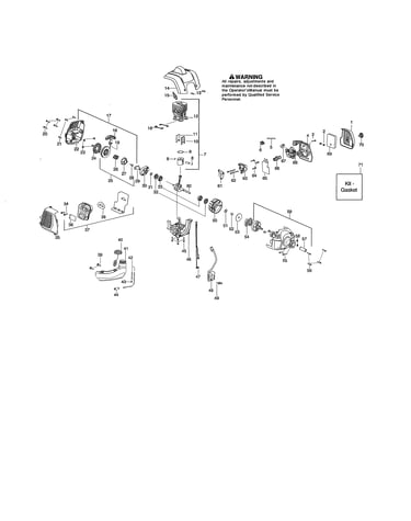 Cylinder/fuel tank/muffler
