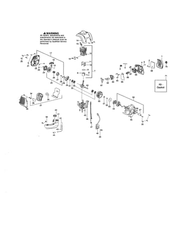 Cylinder/fuel tank/muffler