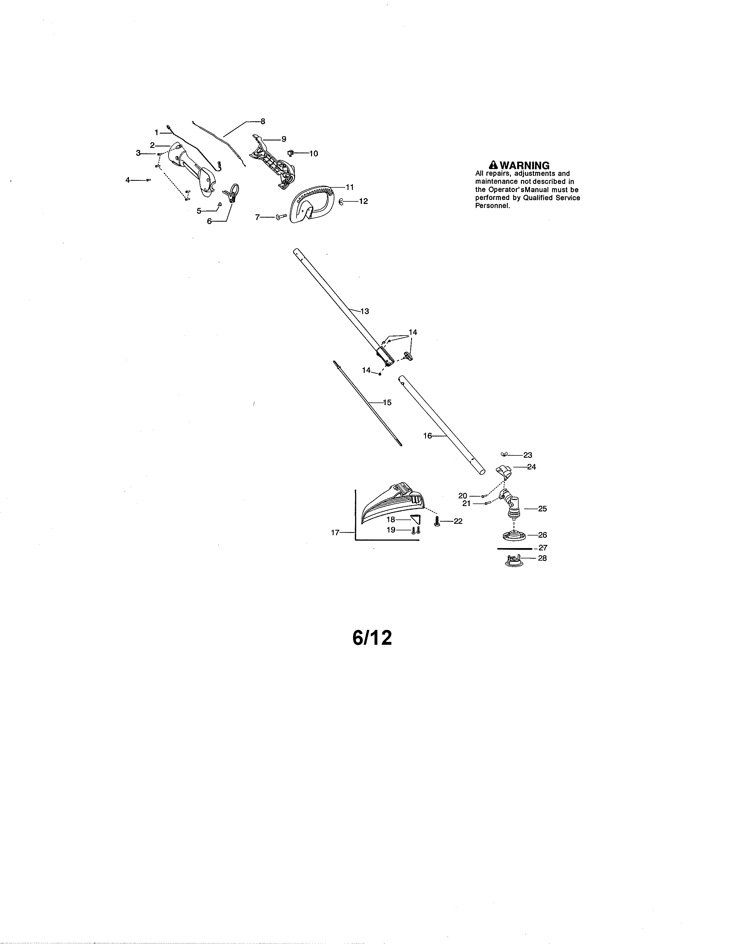 Drive shaft/handle/shield