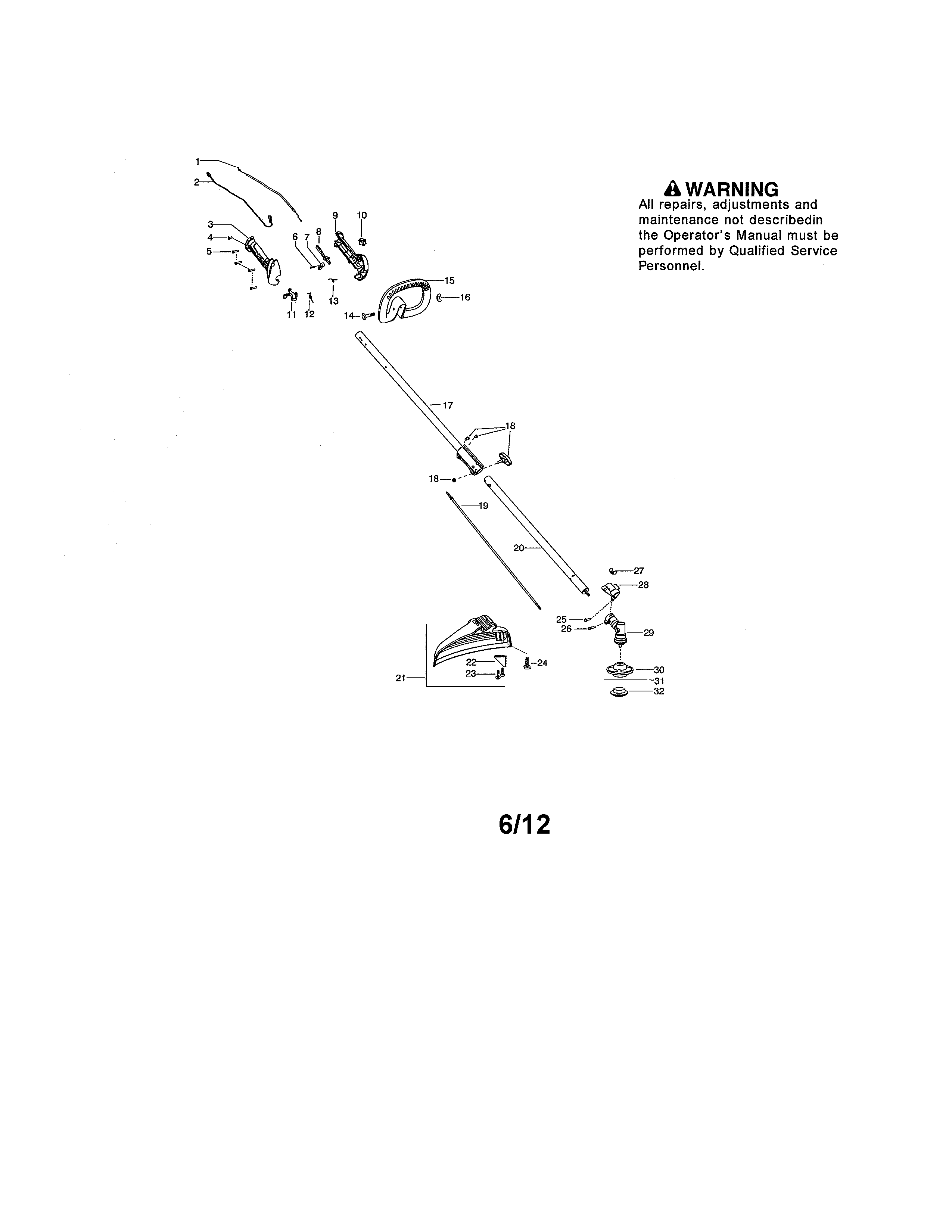 Handle/drive shaft/shield