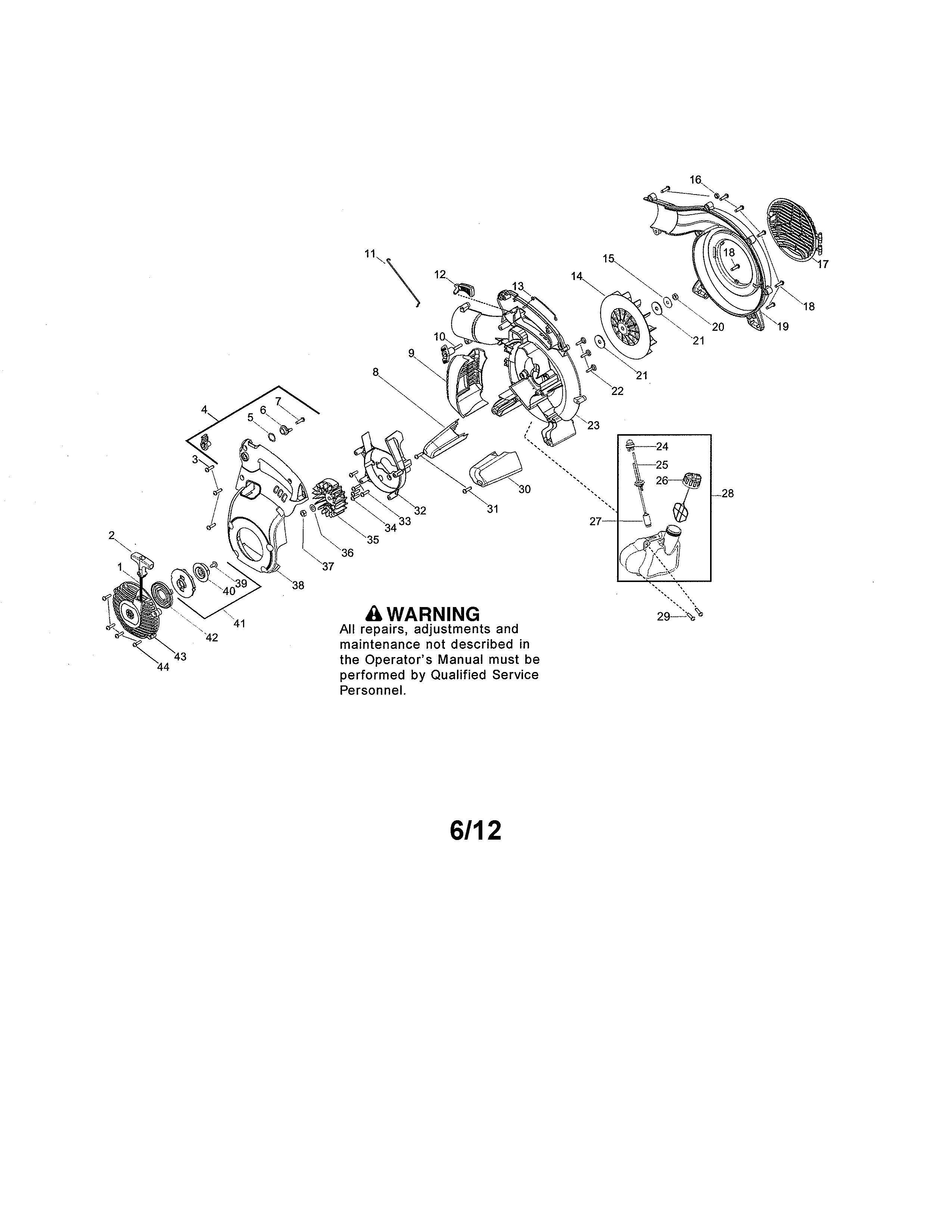 Scroll/impeller/fuel tank