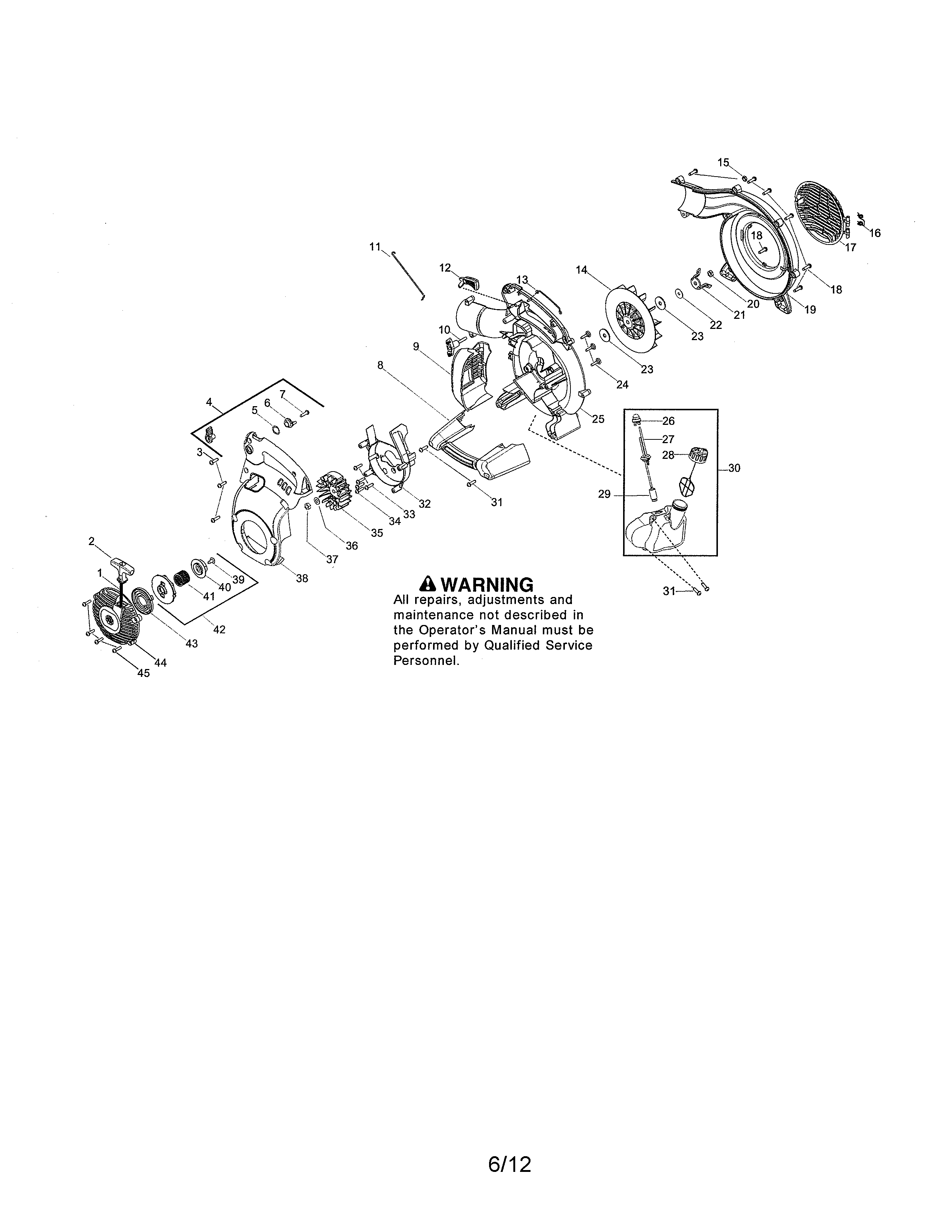 Scroll/impeller/fuel tank