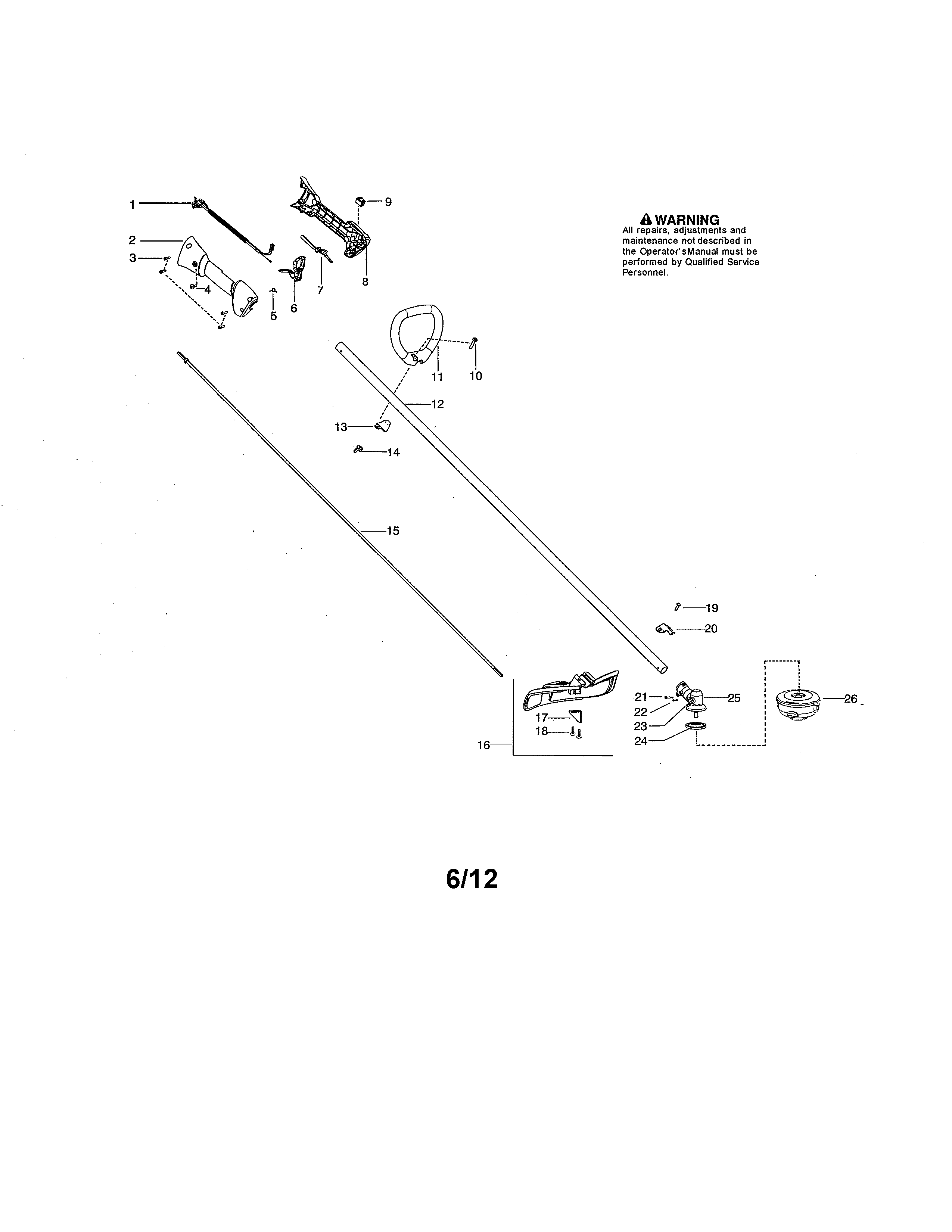 Drive shaft/handle/shield