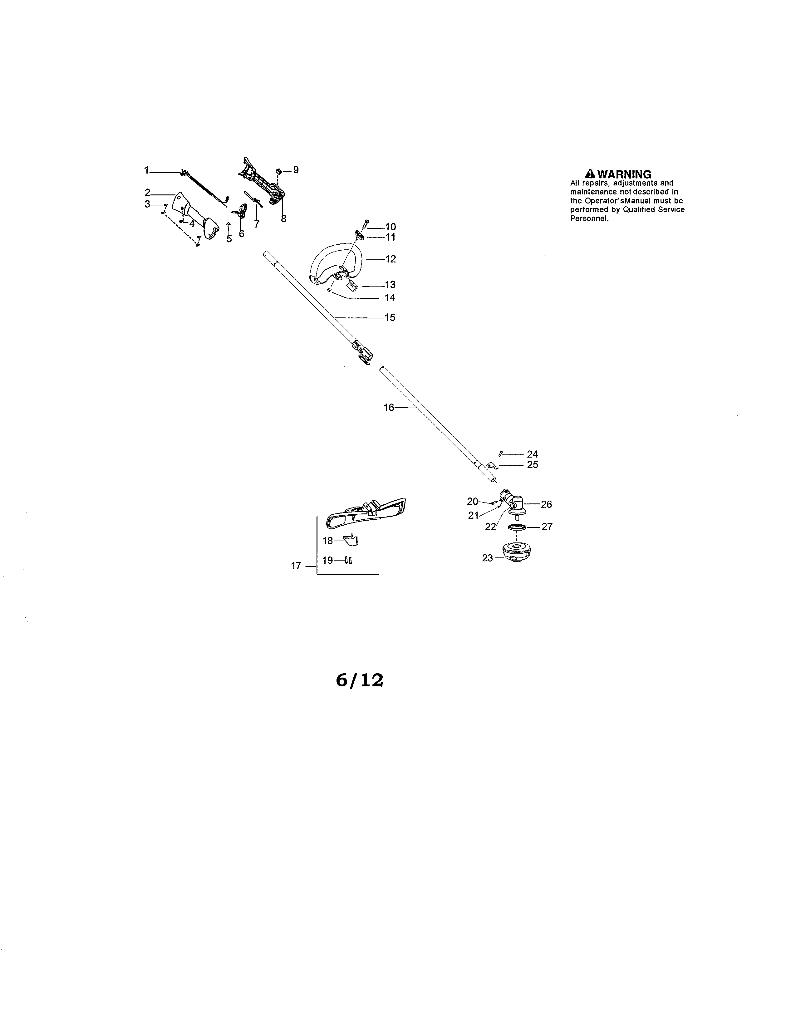 Drive shaft/handle/shield